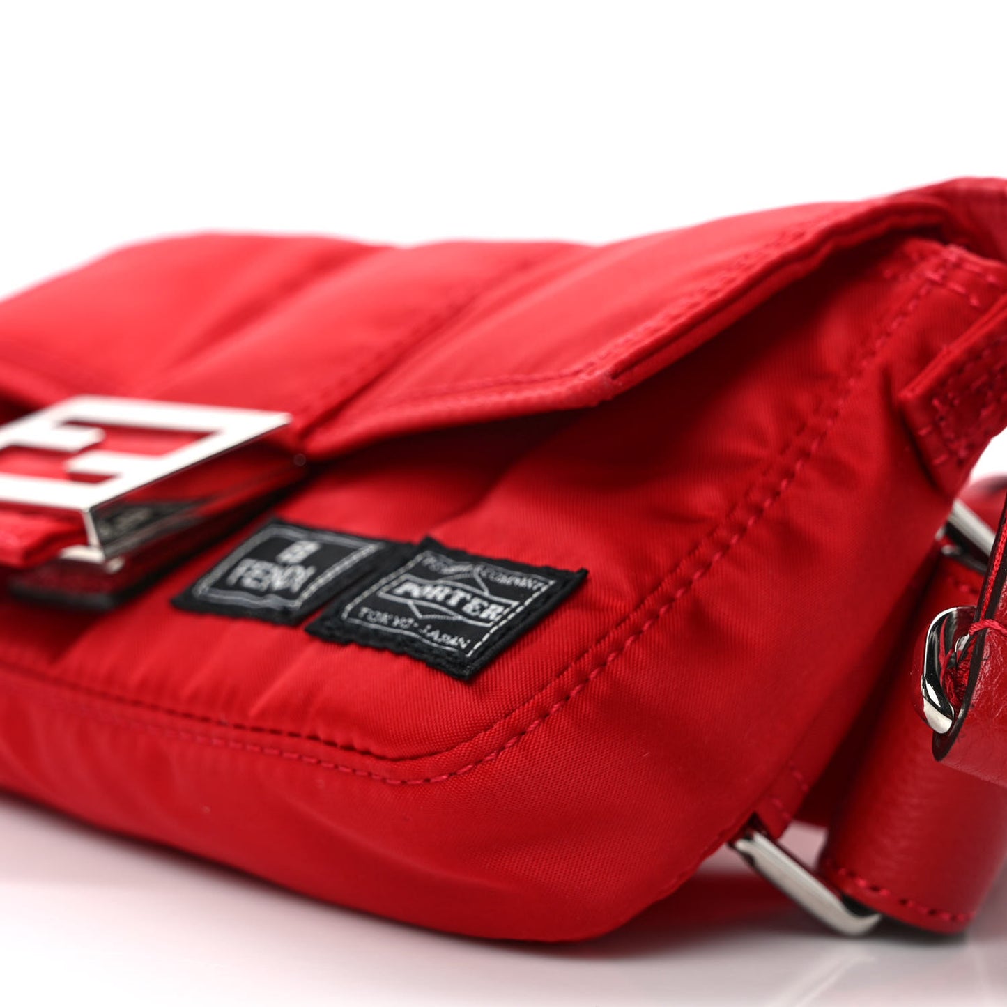 X PORTER Nylon Cuoio Roma Mini Phone Baguette Belt Bag Cardinale Fuoco