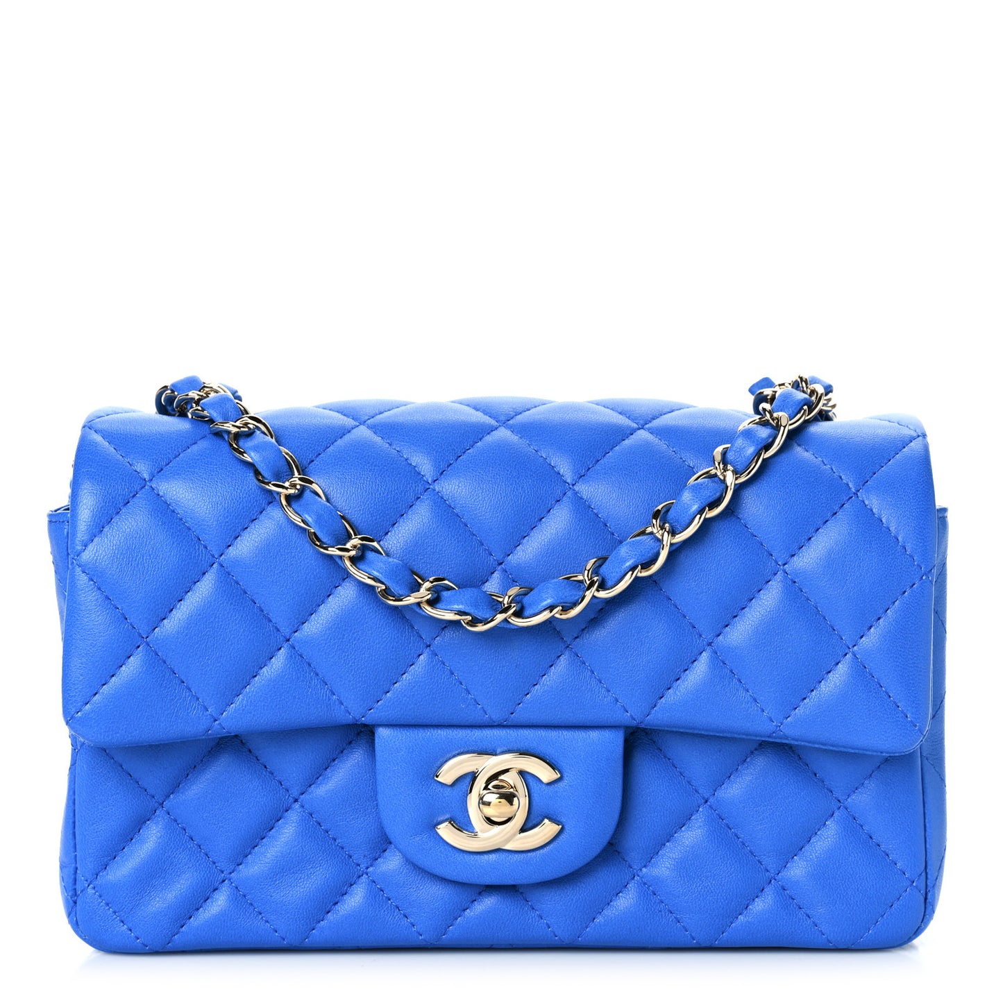 Lambskin Quilted Mini Rectangular Flap Royal Blue