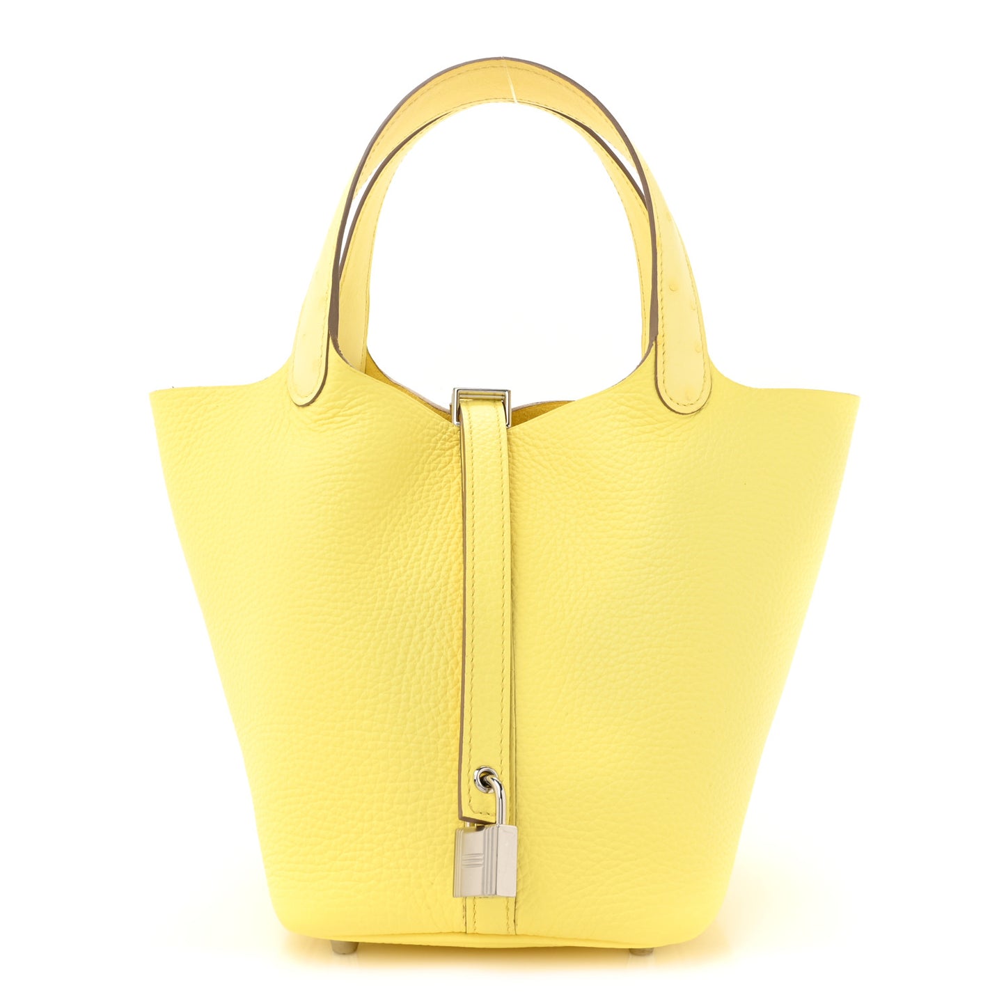 Taurillon Clemence Ostrich Touch Picotin Lock 18 PM Limoncello