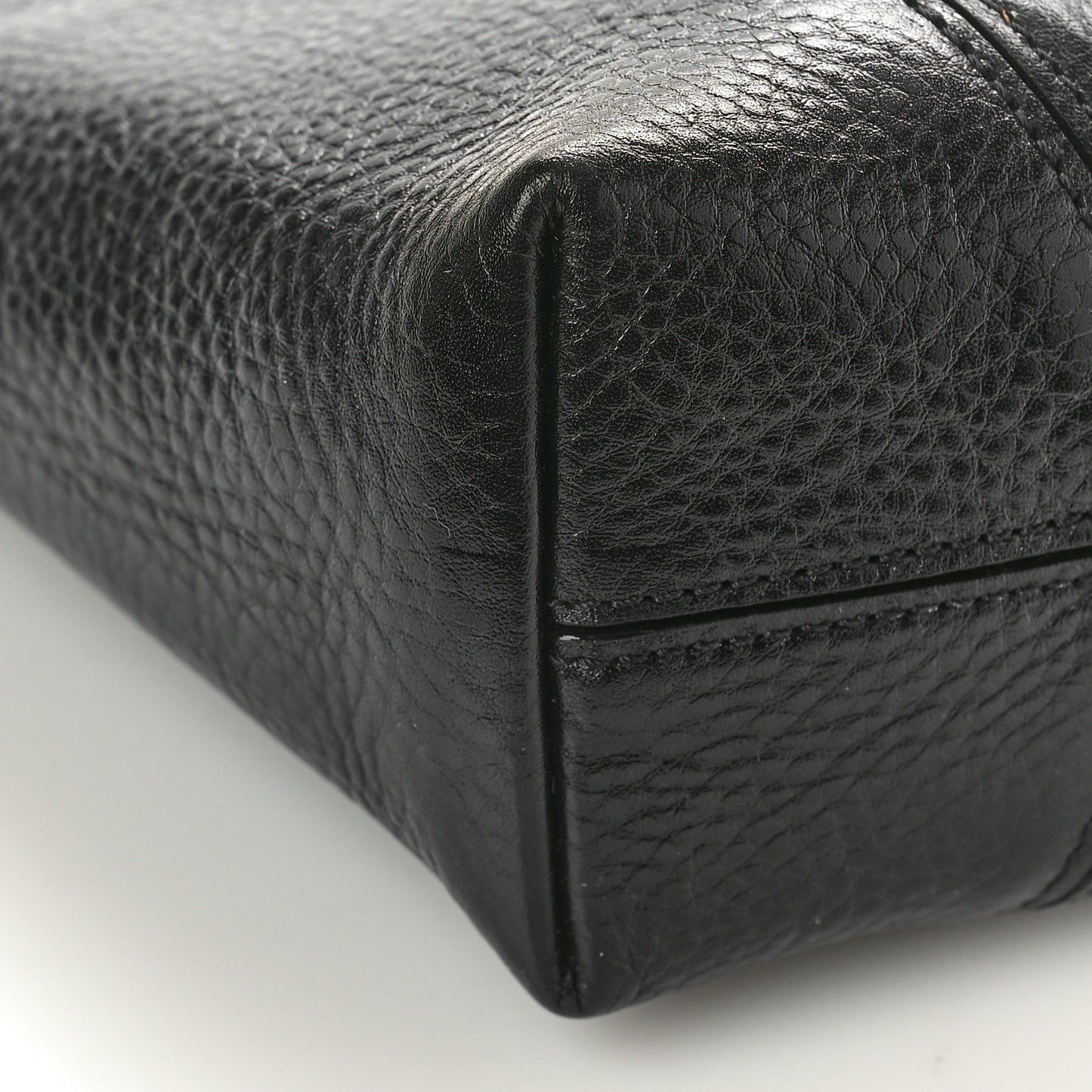 Grained Calfskin Small Spin Tote Black