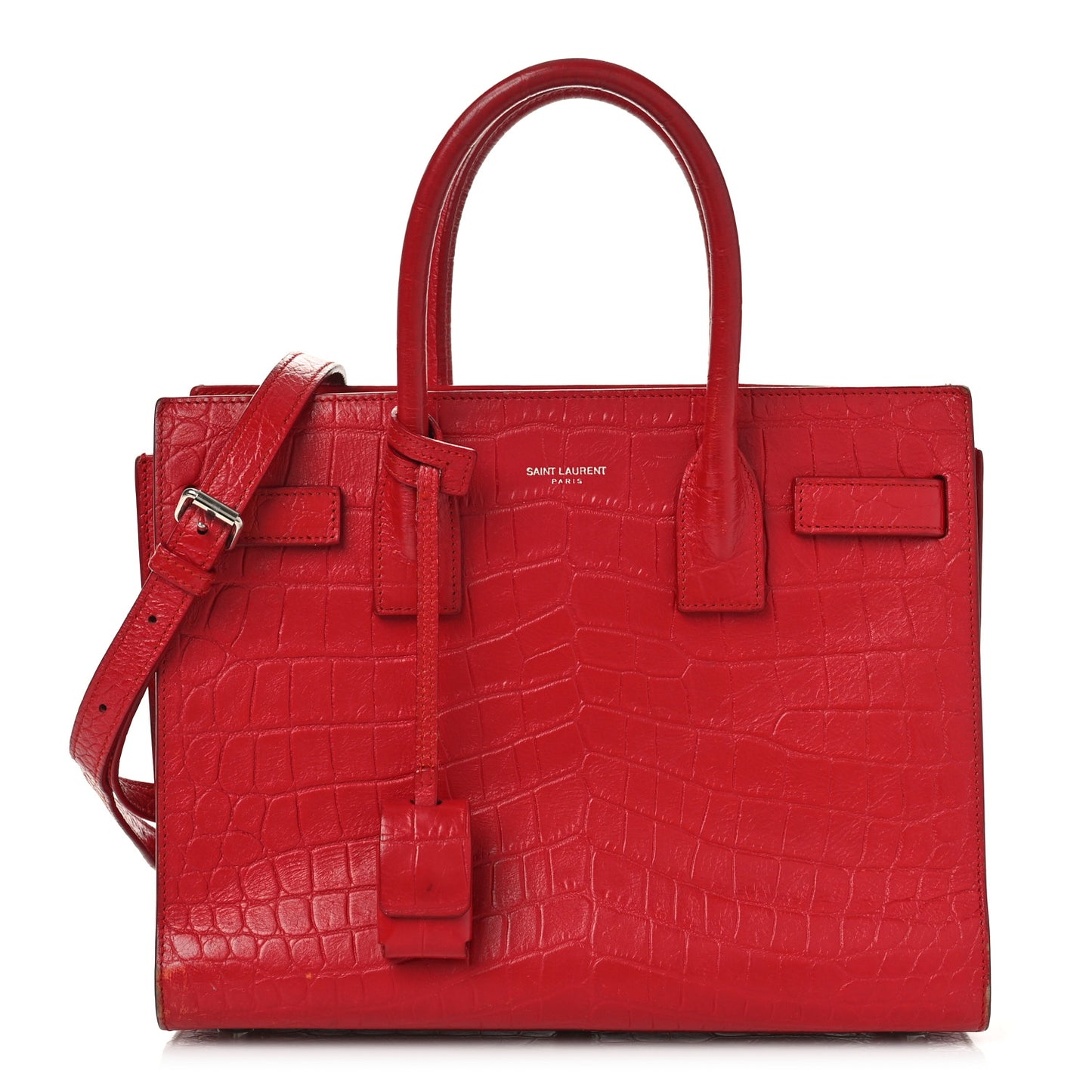 Calfskin Crocodile Embossed Baby Sac De Jour Red