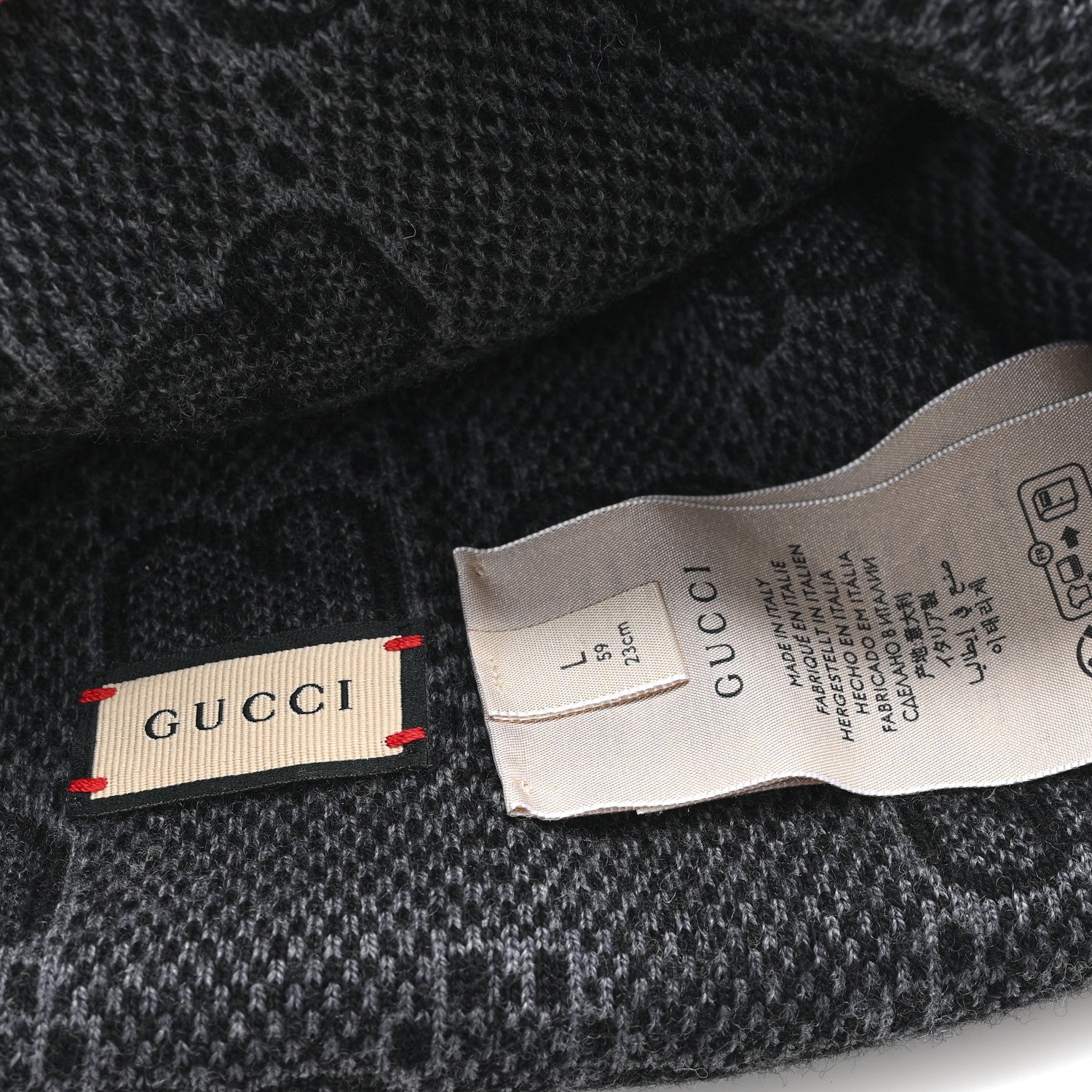 Gucci Wool Monogram Doubly G Beanie Hat L  Black Dark Grey 5 of 6