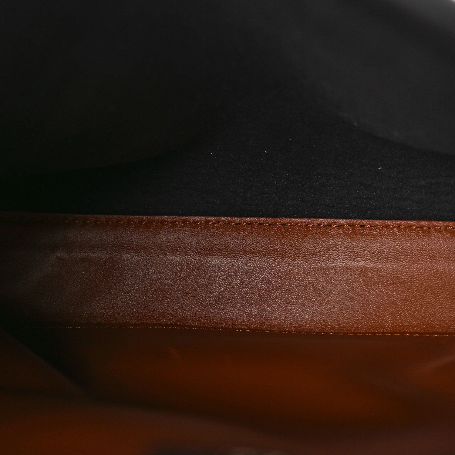 Fendi Vitello Seta Nappa Ribbon Medium Peekaboo Iconic Satchel Black Corteccia 6 of 9