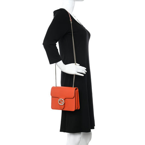 Dollar Calfskin Small Interlocking G Shoulder Bag Sun Orange