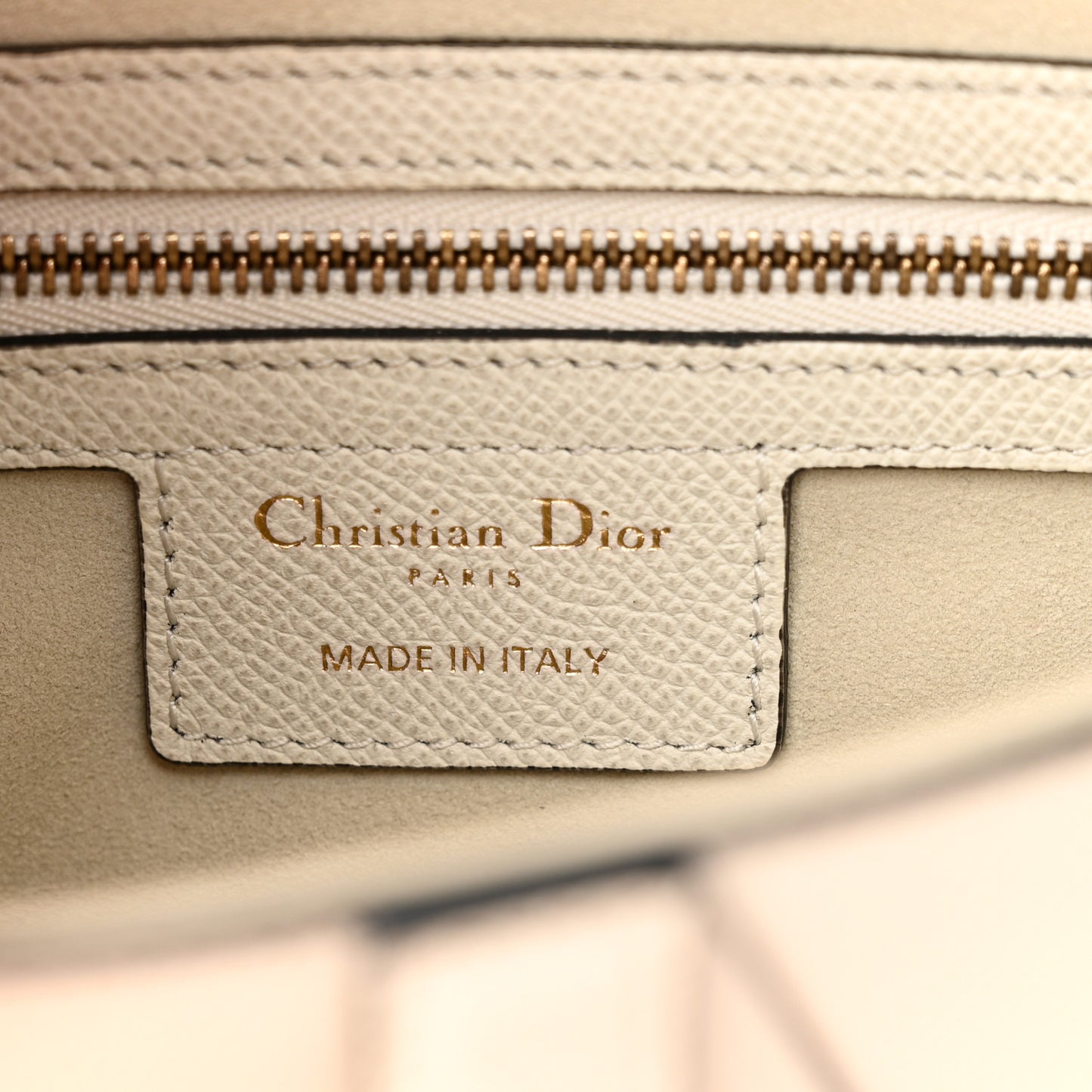 CHRISTIAN DIOR Grained Calfskin Saddle Bag White