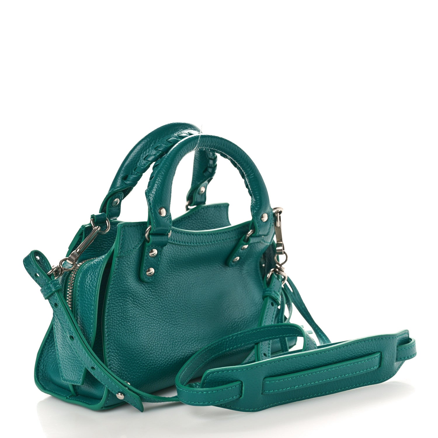 Balenciaga Grained Calfskin Neo Classic Silver Hardware Mini City Jade 2 of 10