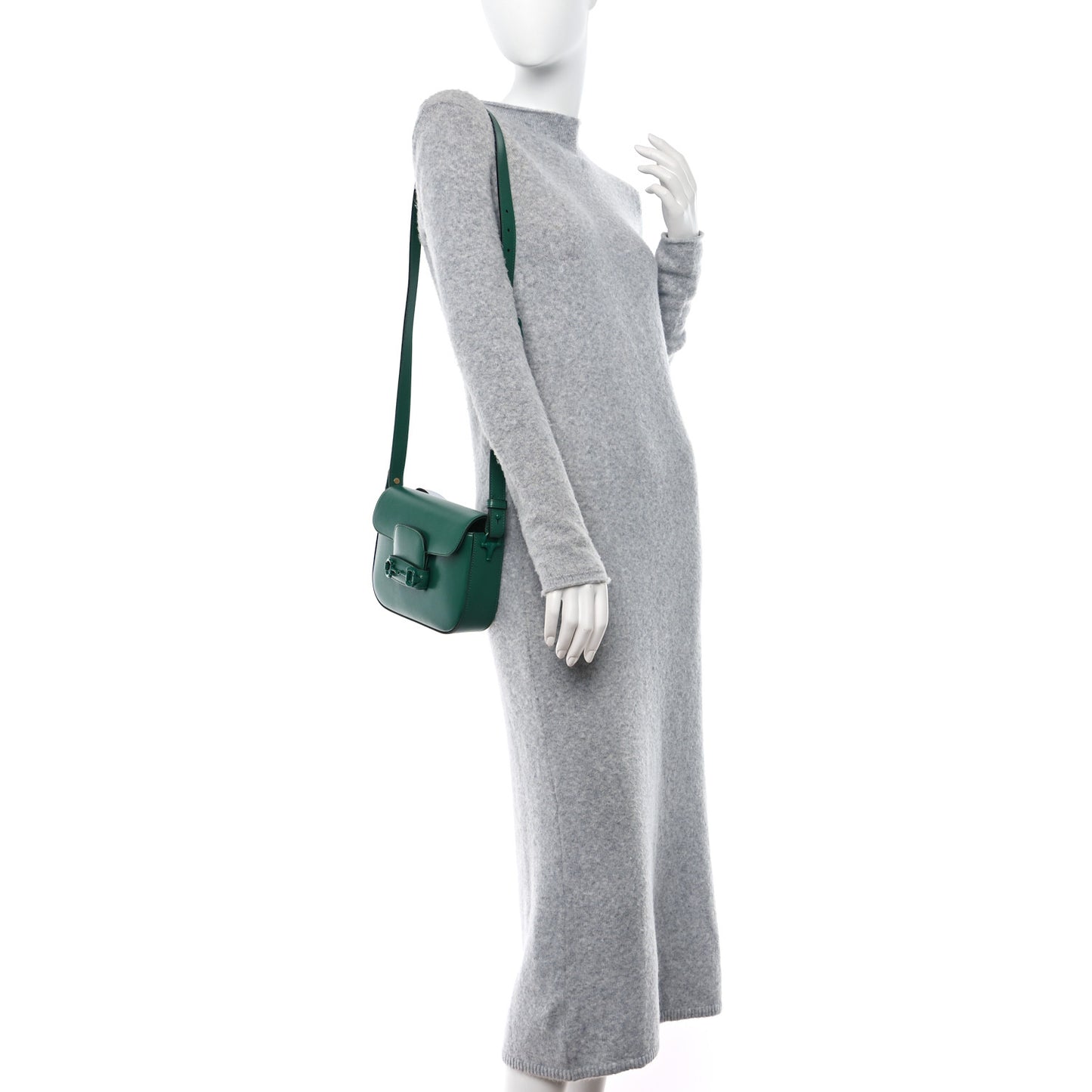 Azalea Calfskin Web Monochrome Horsebit 1955 Shoulder Bag Emerald