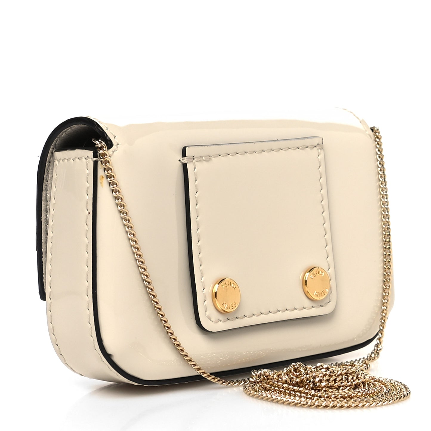 Vitello Vernice Mou Nano Baguette Belt Charm Latte