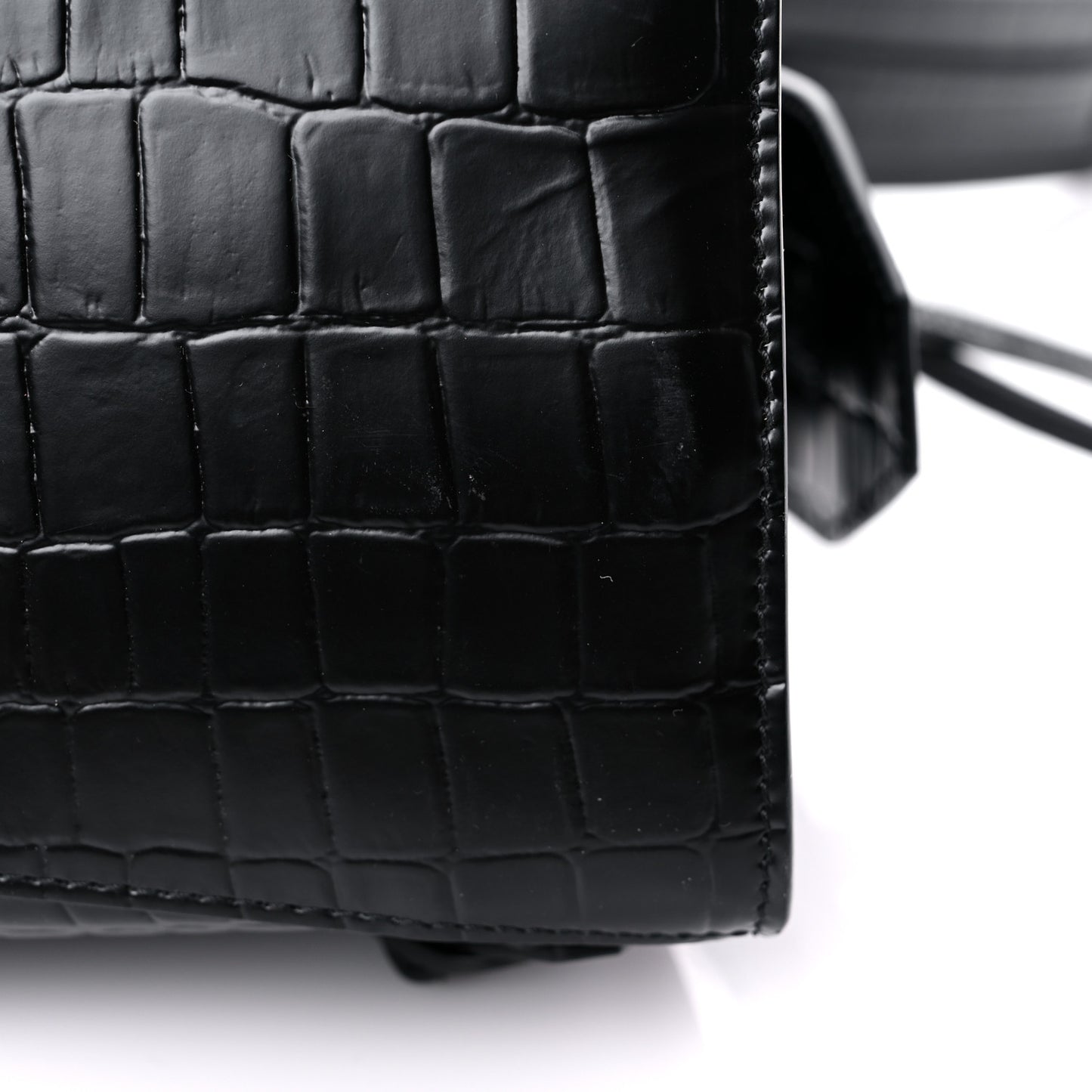 Semi Shiny Calfskin Crocodile Embossed Neo Classic Black Hardware S City Black
