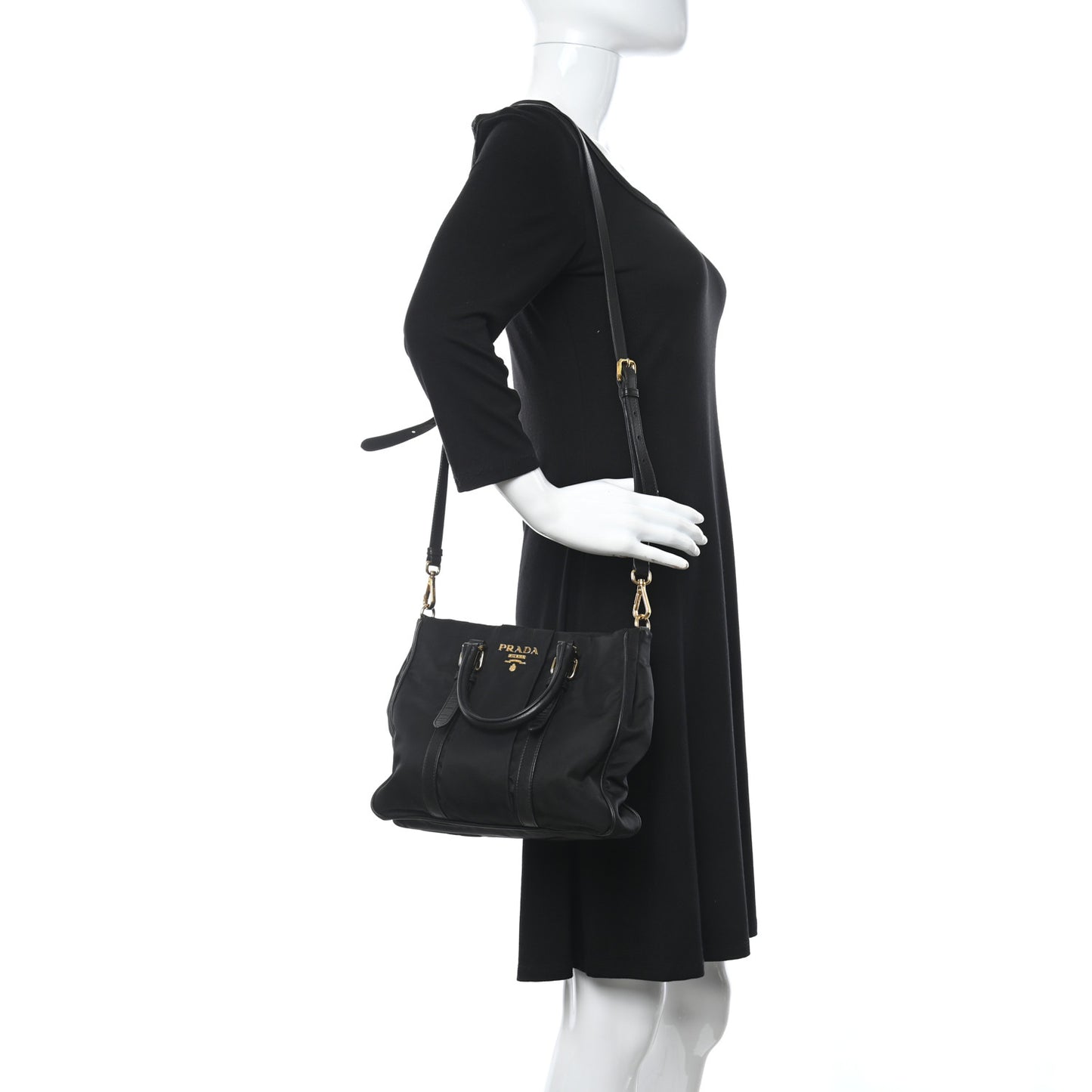 Tessuto Nylon Soft Calfskin Tote Black