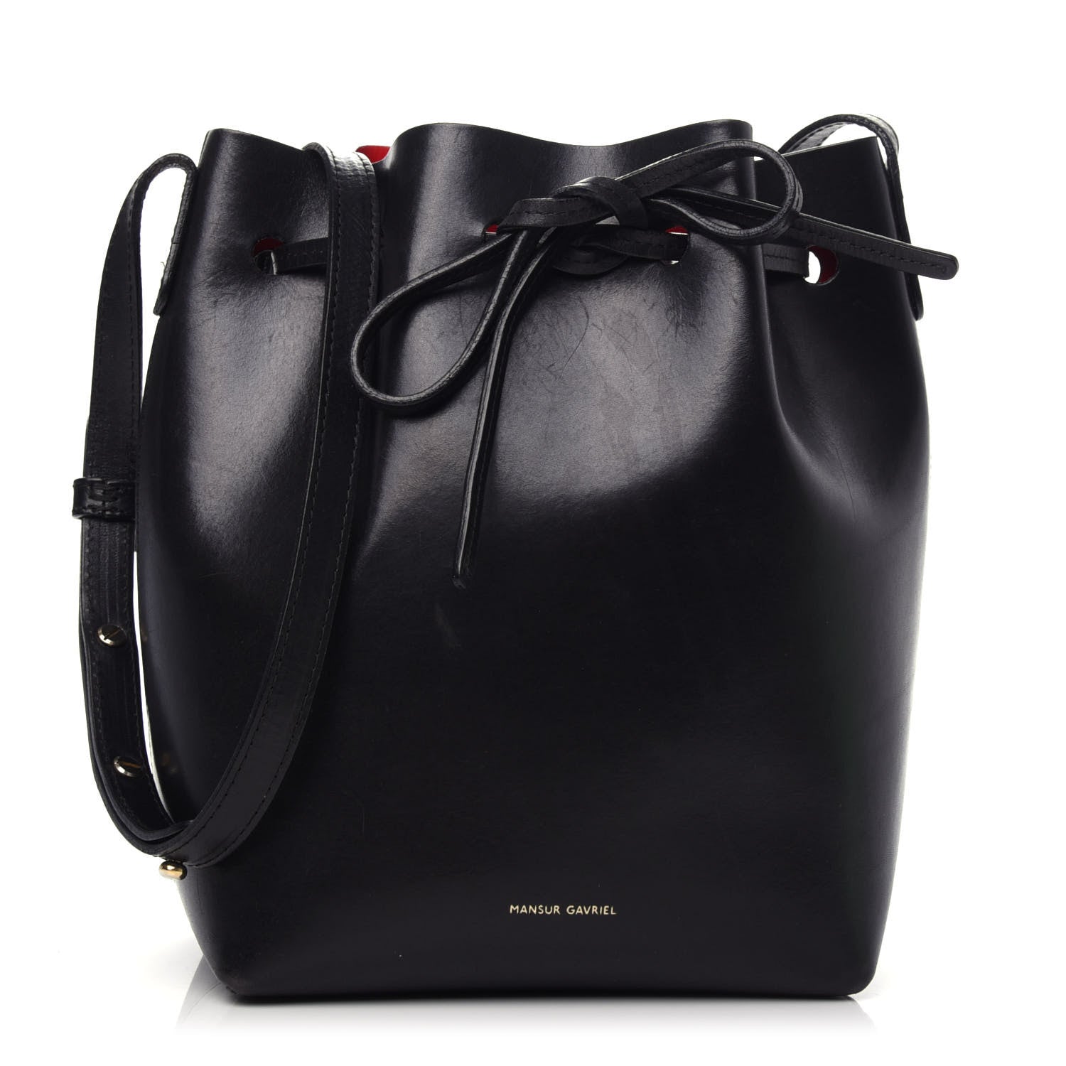 Mansur Gavriel Vegetable Tanned Calfskin Mini Bucket Bag Black Flamma 1 of 9