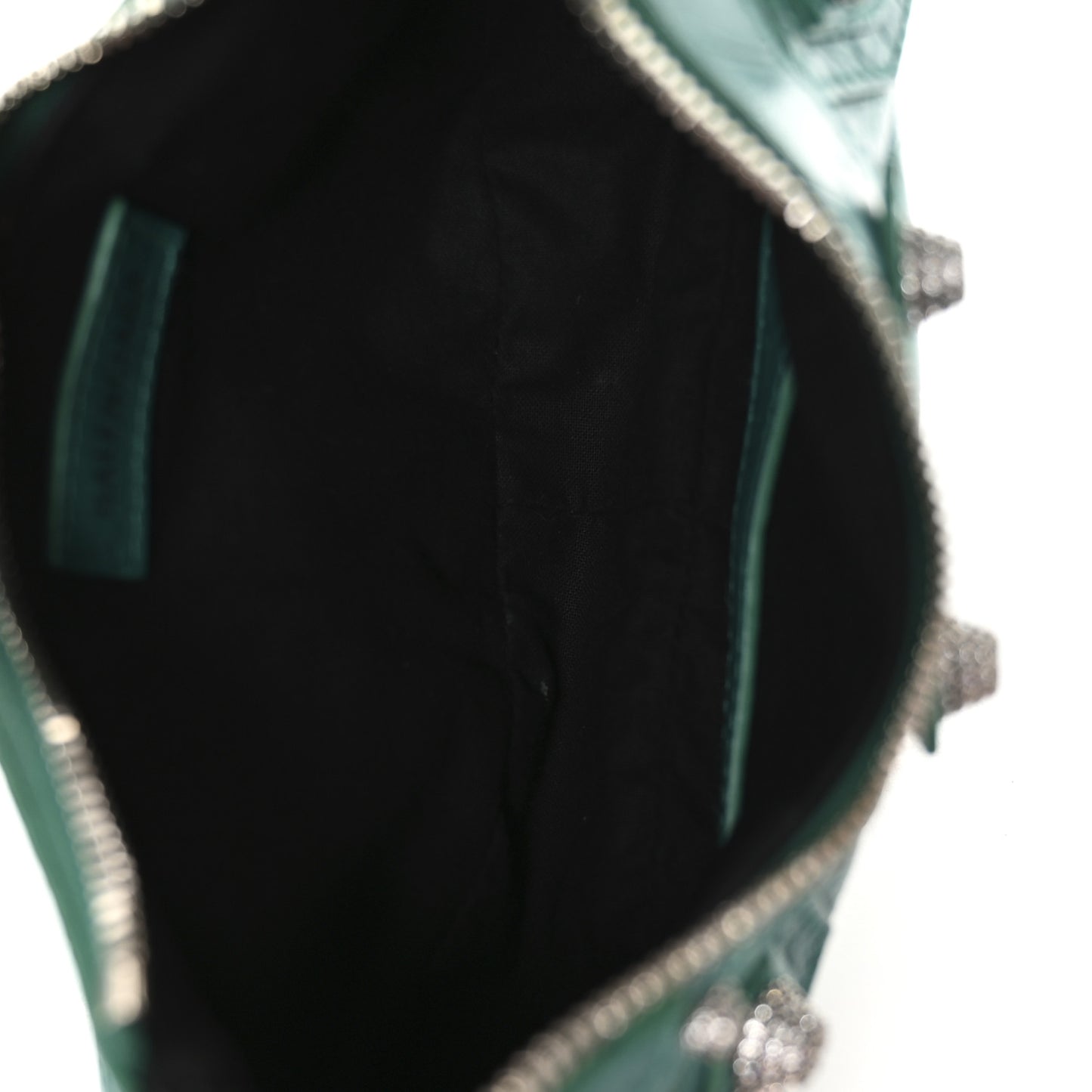 Extra Supple Calfskin Crystal Crocodile Embossed Le Cagole Shoulder Bag XS Jade