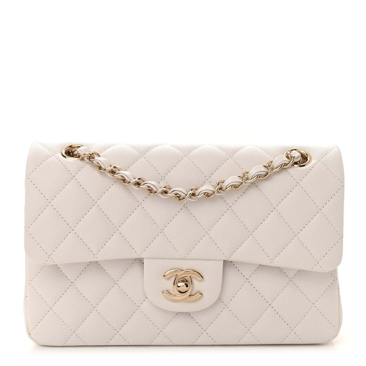 Caviar Quilted Small Double Flap White
