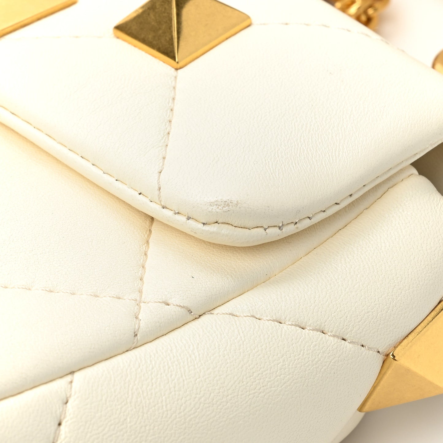 Nappa Small Roman Stud Shoulder Bag White