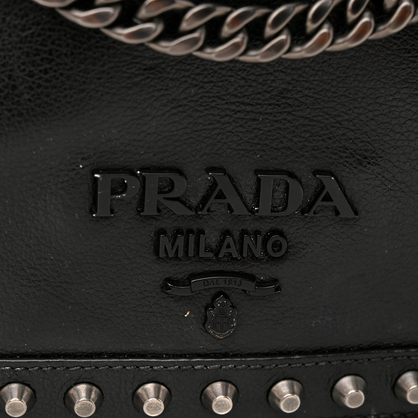 Glace Calfskin Studded Crossbody Black