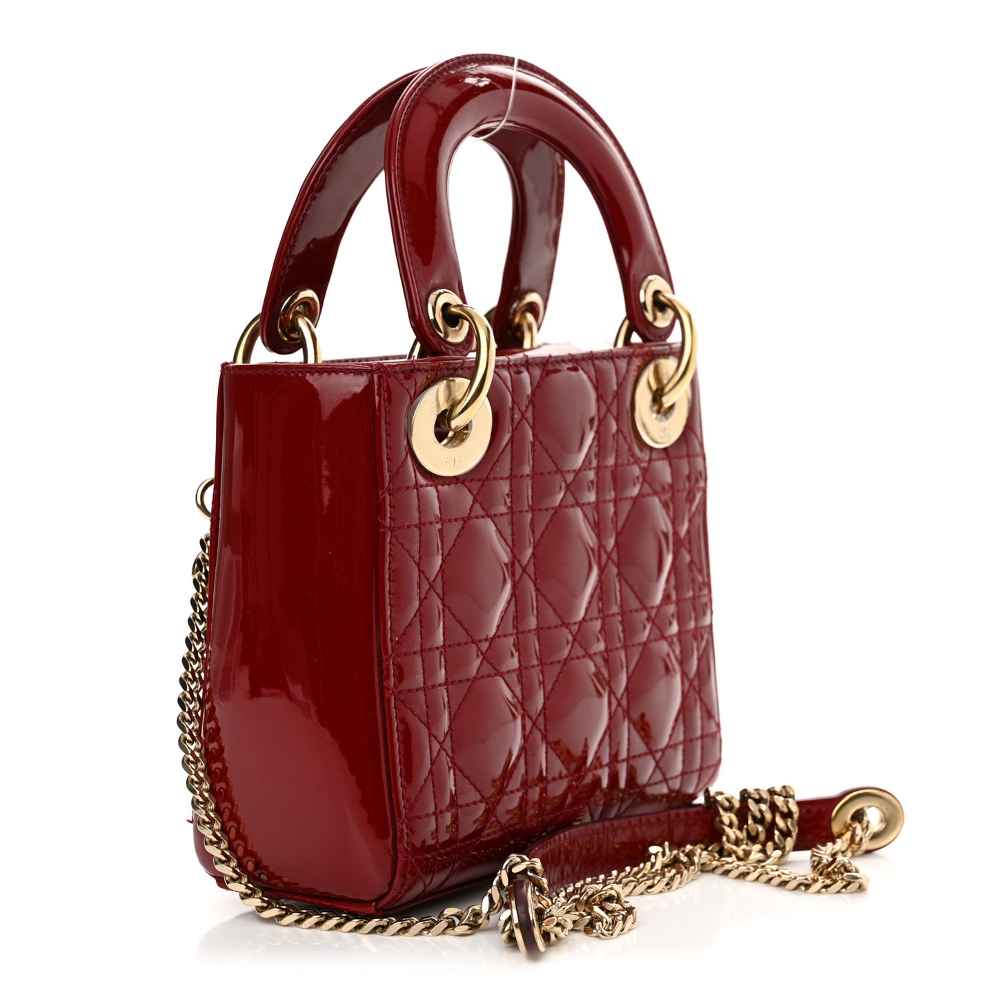 Patent Cannage Mini Lady Dior Red