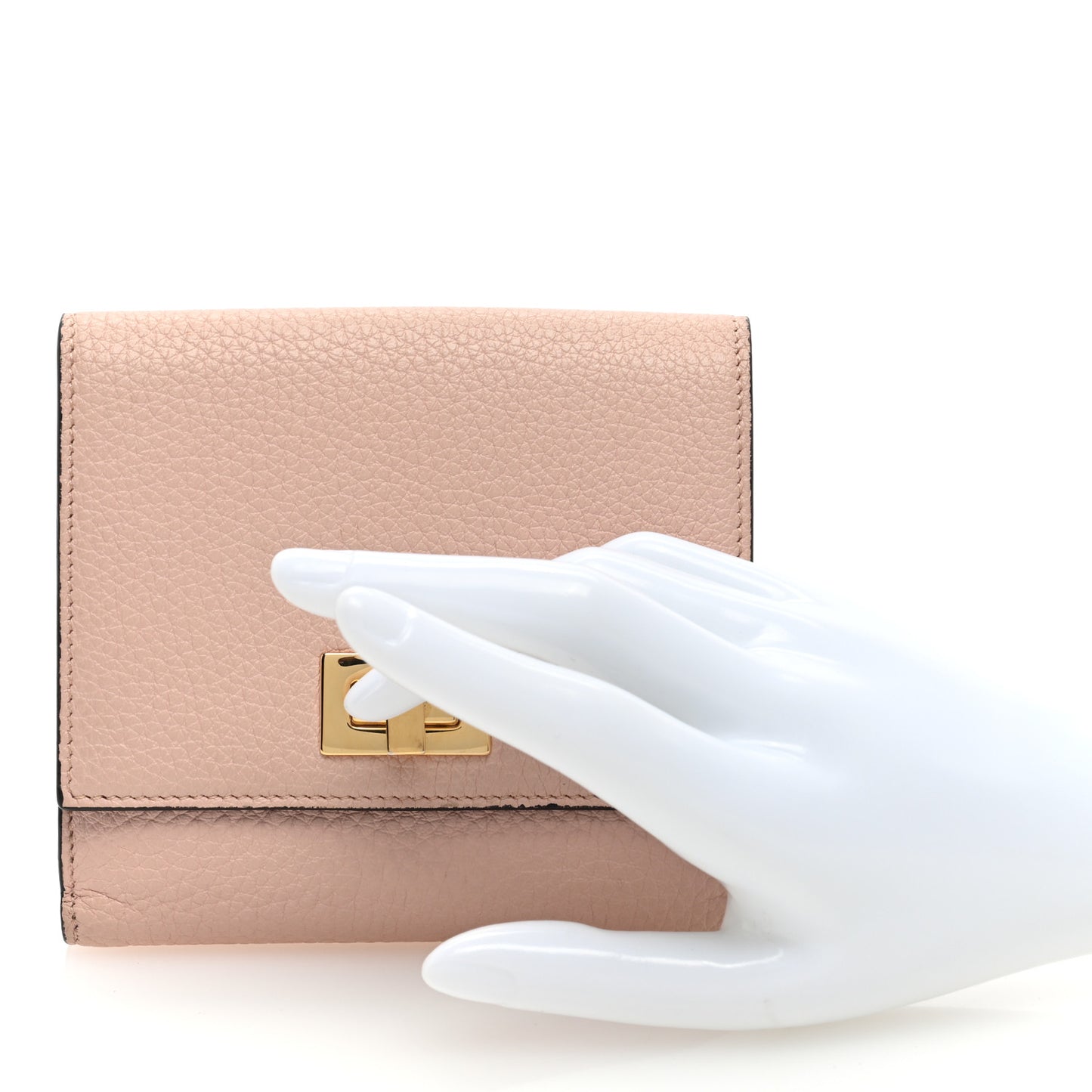 Cuoio Romano Vitello Grace Micro Peekaboo Tri-Fold Wallet Cipria Fango