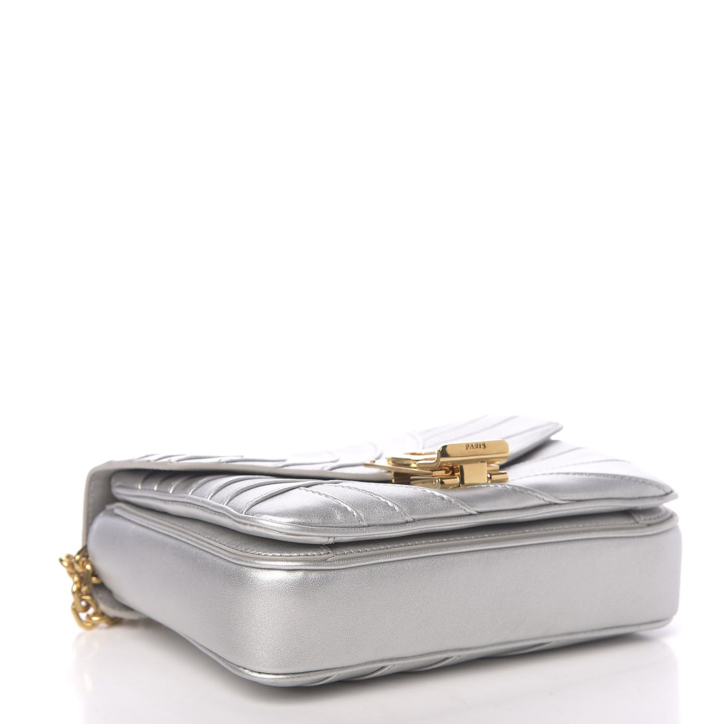 Metallic Calfskin Small Patchwork C Bag Silver