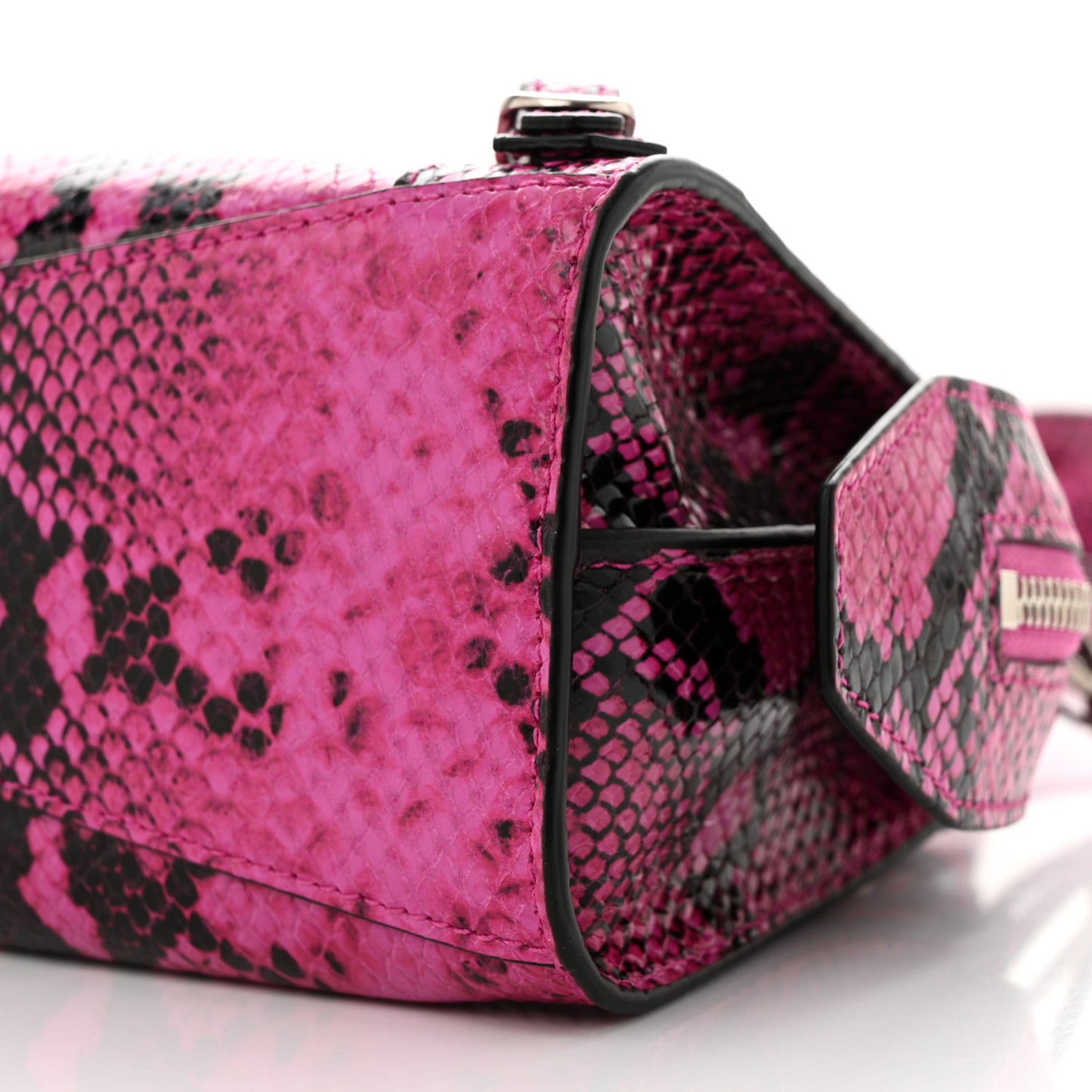 Calfskin Python Effect Neo Classic Silver Hardware Mini City Fuchsia Black