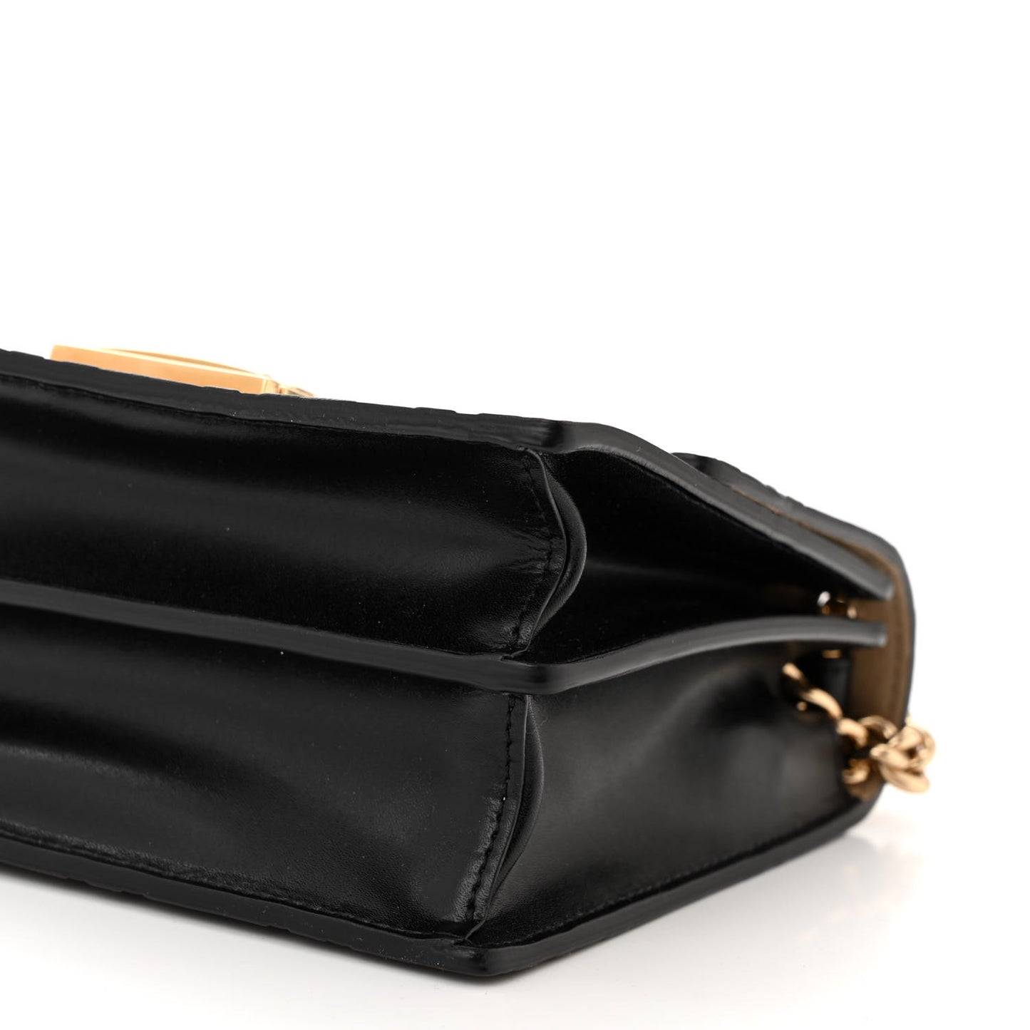 Vitello Liberty Bi-Color FF 1974 Embossed Small Kan U Shoulder Bag Maya Black