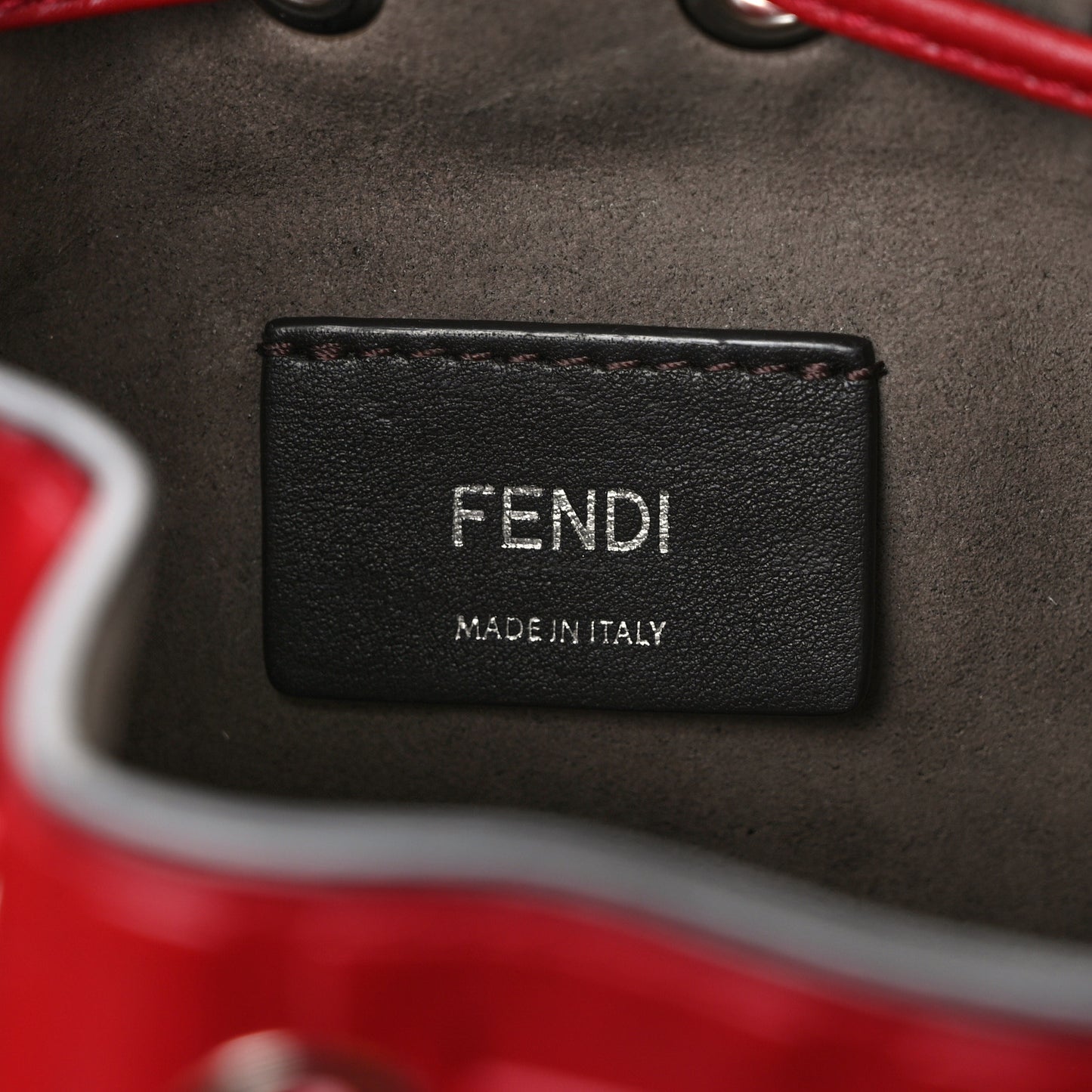 Vitello Liberty F is Fendi FF 1974 Embossed Mini Mon Tresor Bucket Bag Fragola
