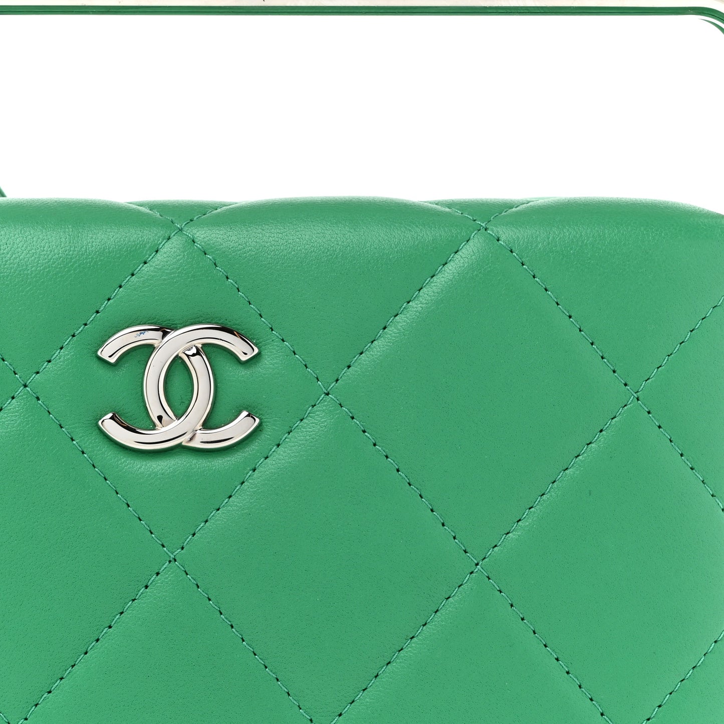 Quilted Lambskin Metal Bar Clutch Bag Green