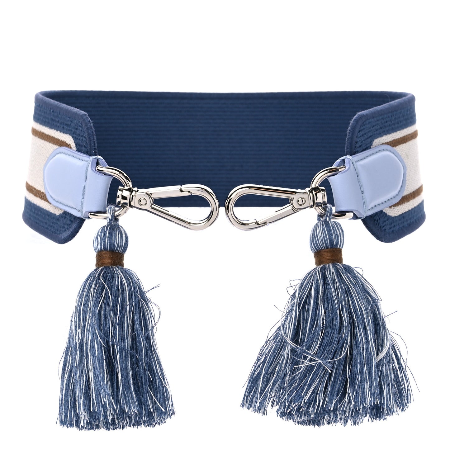 Canvas Calfskin Tassel Strap You Blue Multicolor
