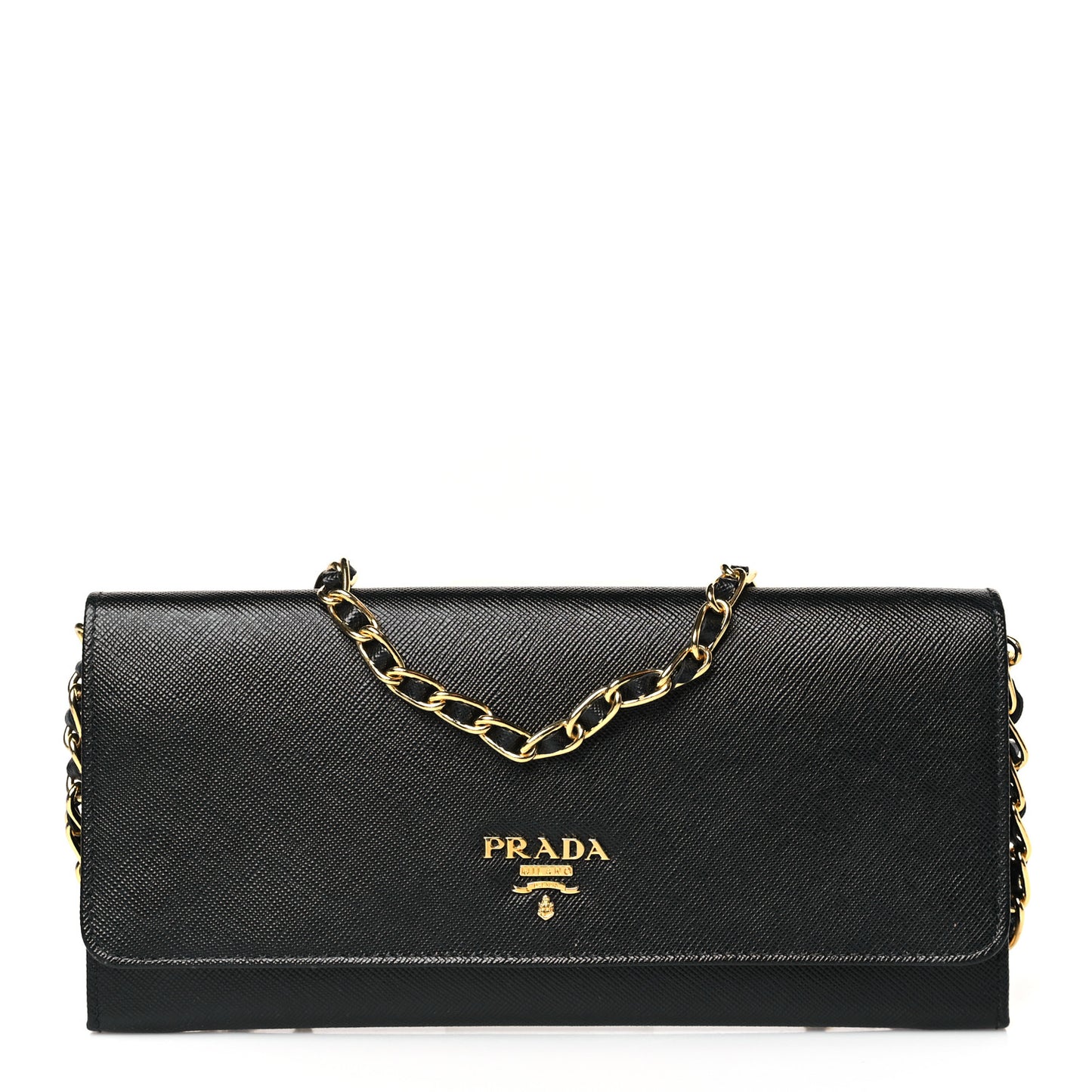 Saffiano Metal Oro Chain Wallet Black
