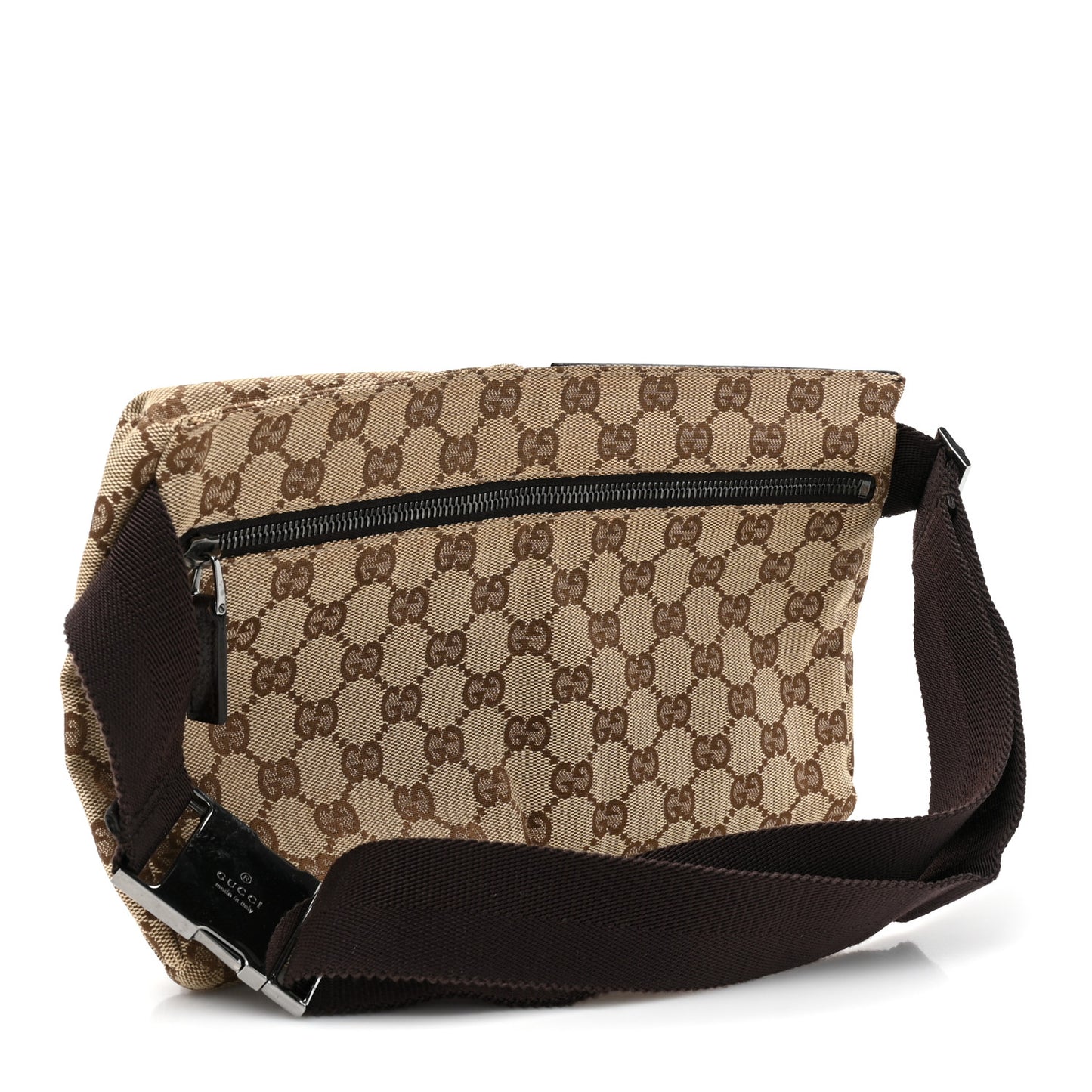 GG Monogram Double Pocket Belt Bag Dark Brown