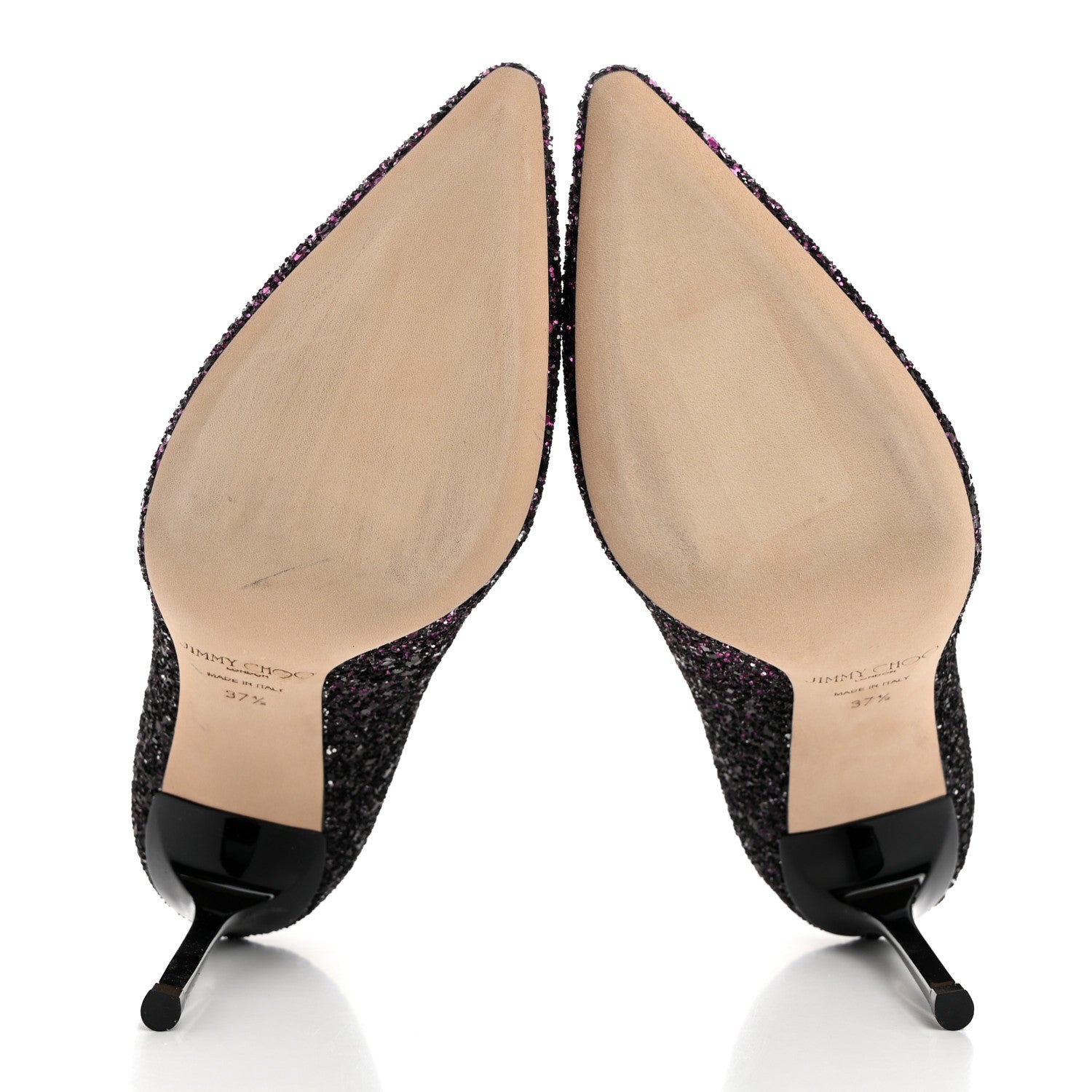 Jimmy Choo Coarse Glitter Degrade Pointy Toe Romy 100 Pumps 37.5 Pink Black 5 of 8