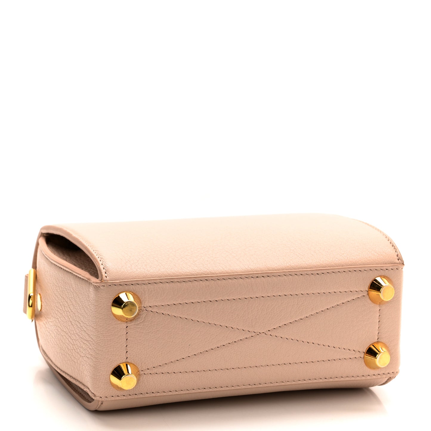 Fine Grain Goatskin Box Shoulder Bag 19 Nude