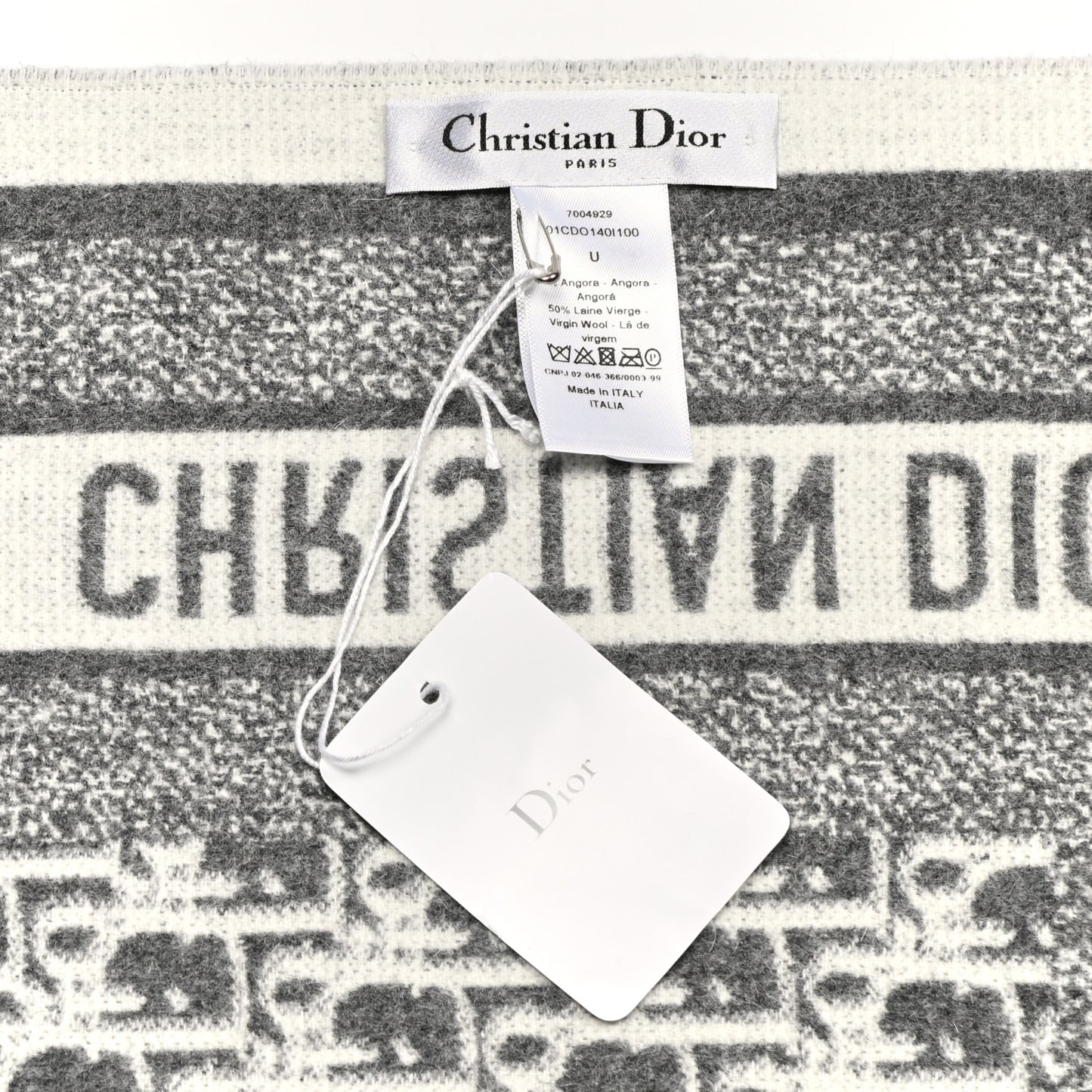 Wool Angora Oblique Throw Blanket Grey