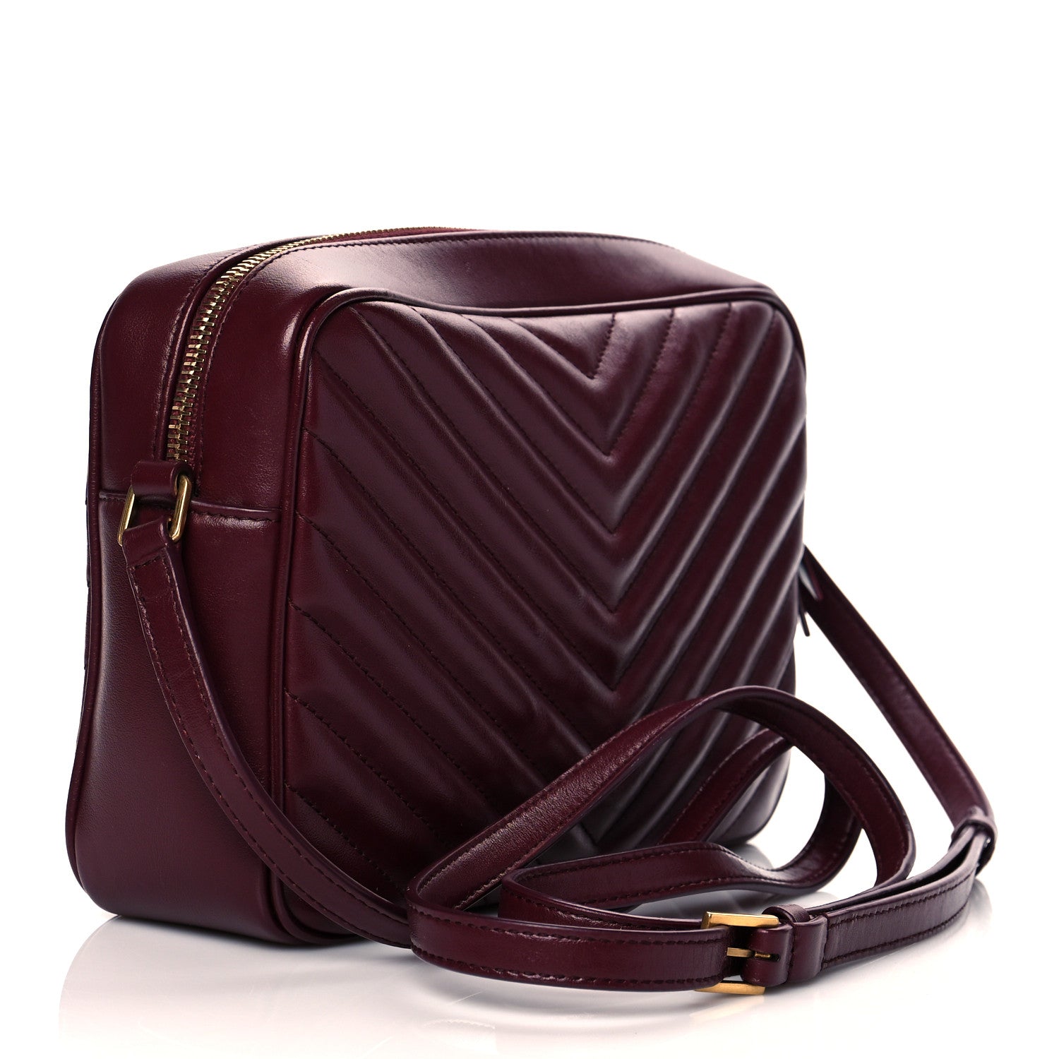 Saint Laurent Calfskin Matelasse Monogram Lou Camera Bag Dark Legion Red 3 of 10