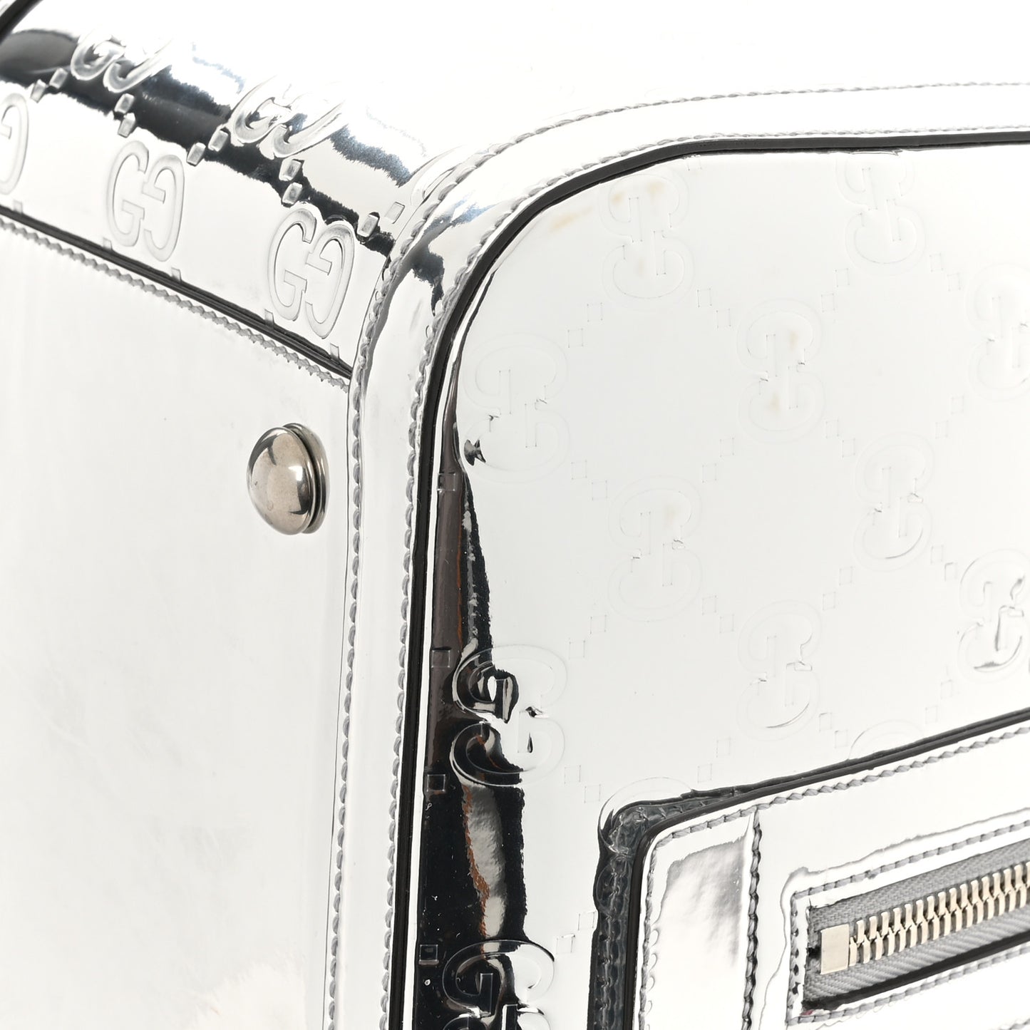 Guccissima Medium Mirror Effect Duffle Silver