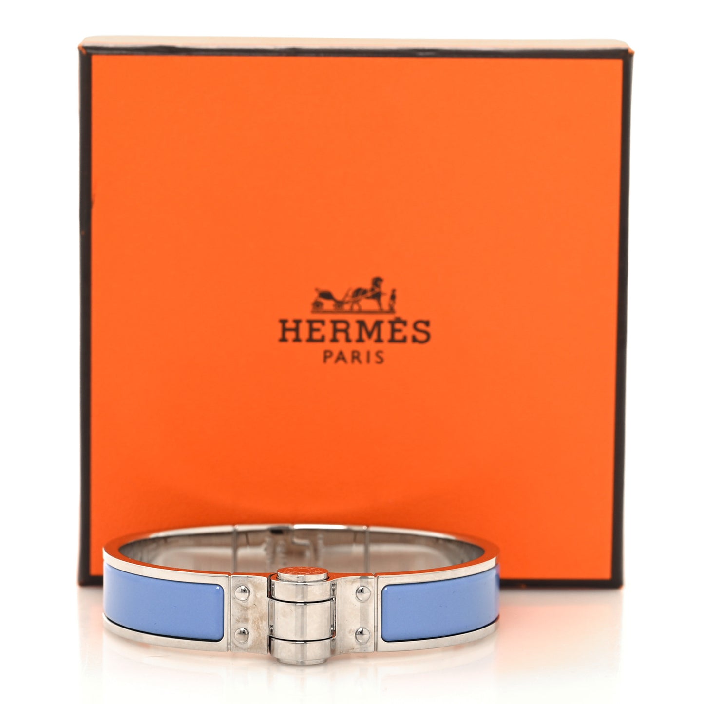 Enamel Charniere Uni Narrow Hinged Bracelet Bleu Lavande