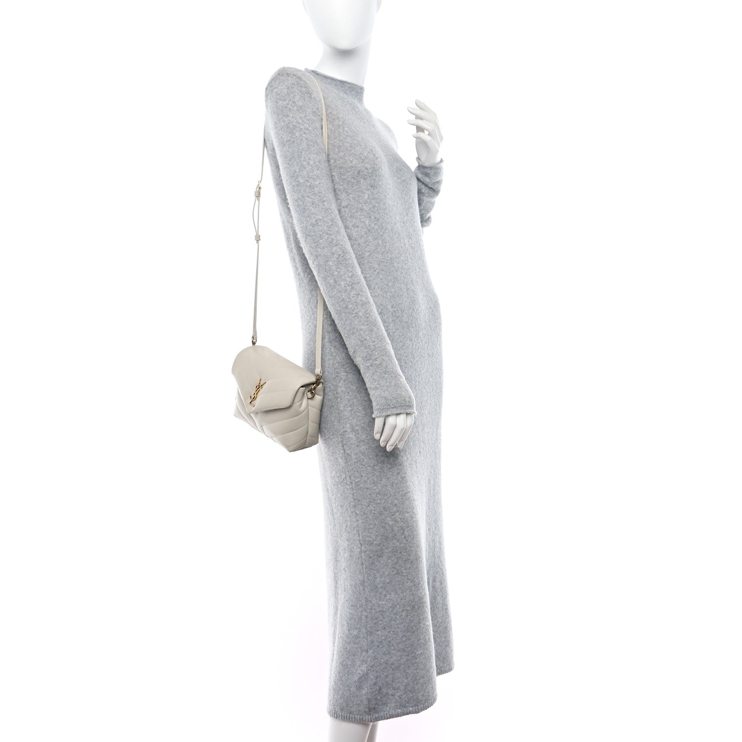 Saint Laurent Calfskin Y Quilted Monogram Toy Loulou Crossbody Bag Blanc Vintage 2 of 10