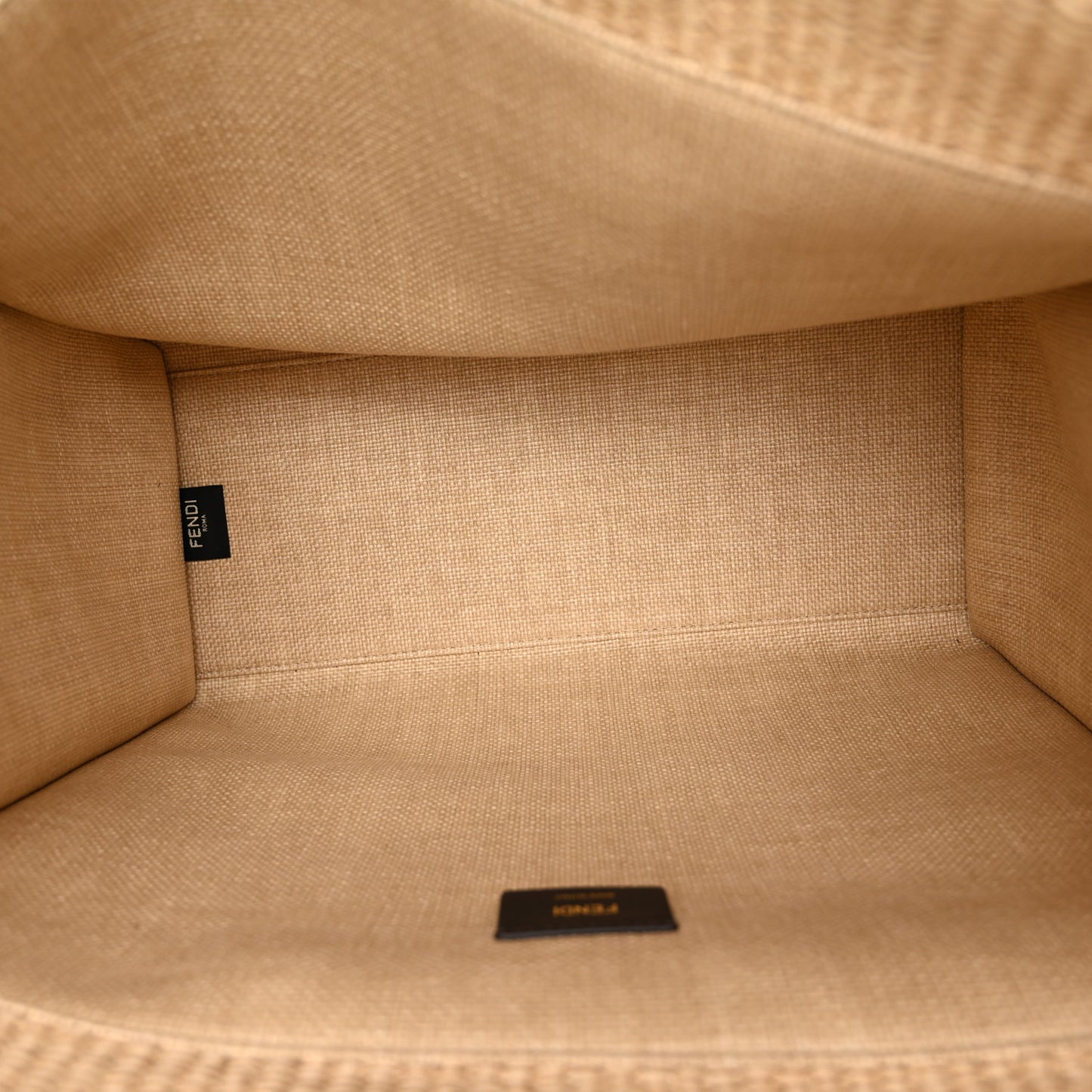 Straw Vitello King Plexiglass Woven Medium Fendi Sunshine Shopper Tote Natural Black