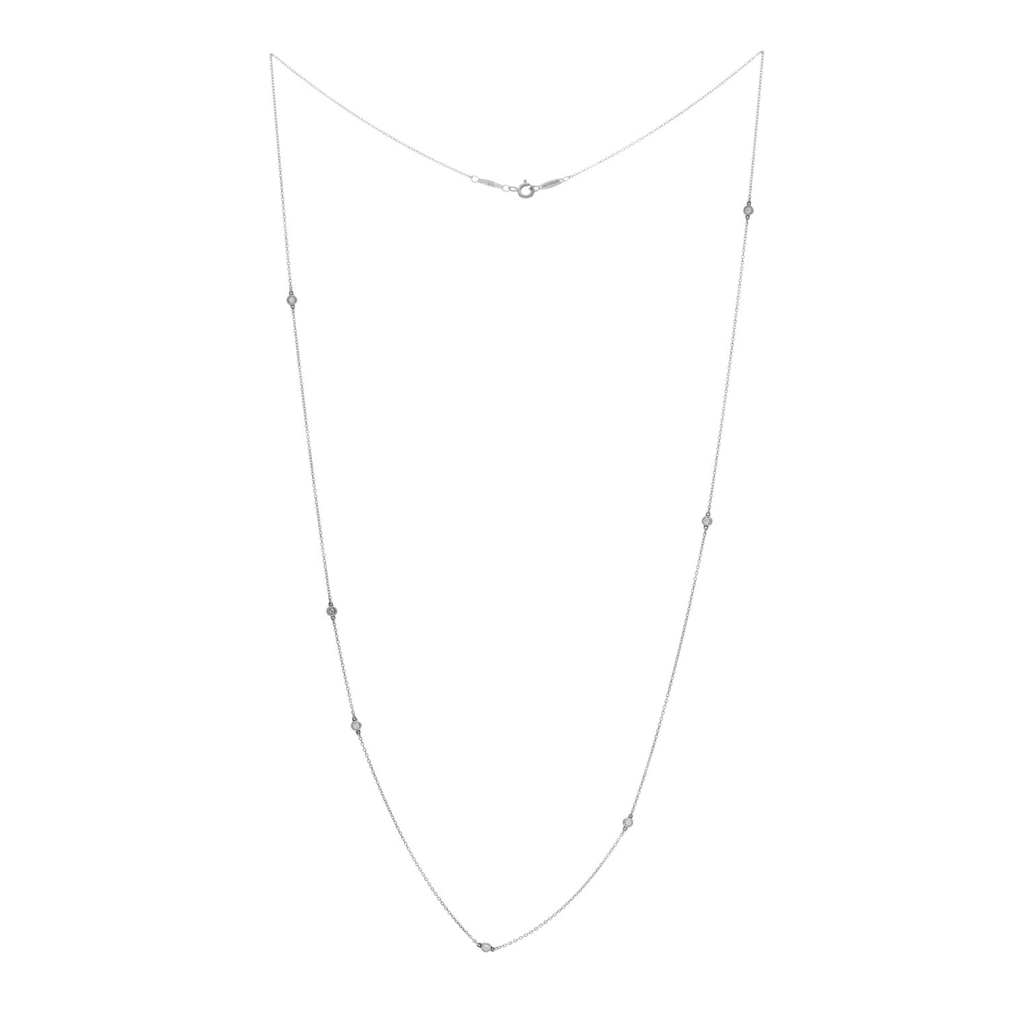 Sterling Silver Diamond .25ctw Elsa Peretti Diamonds by the Yard 7 Station Necklace