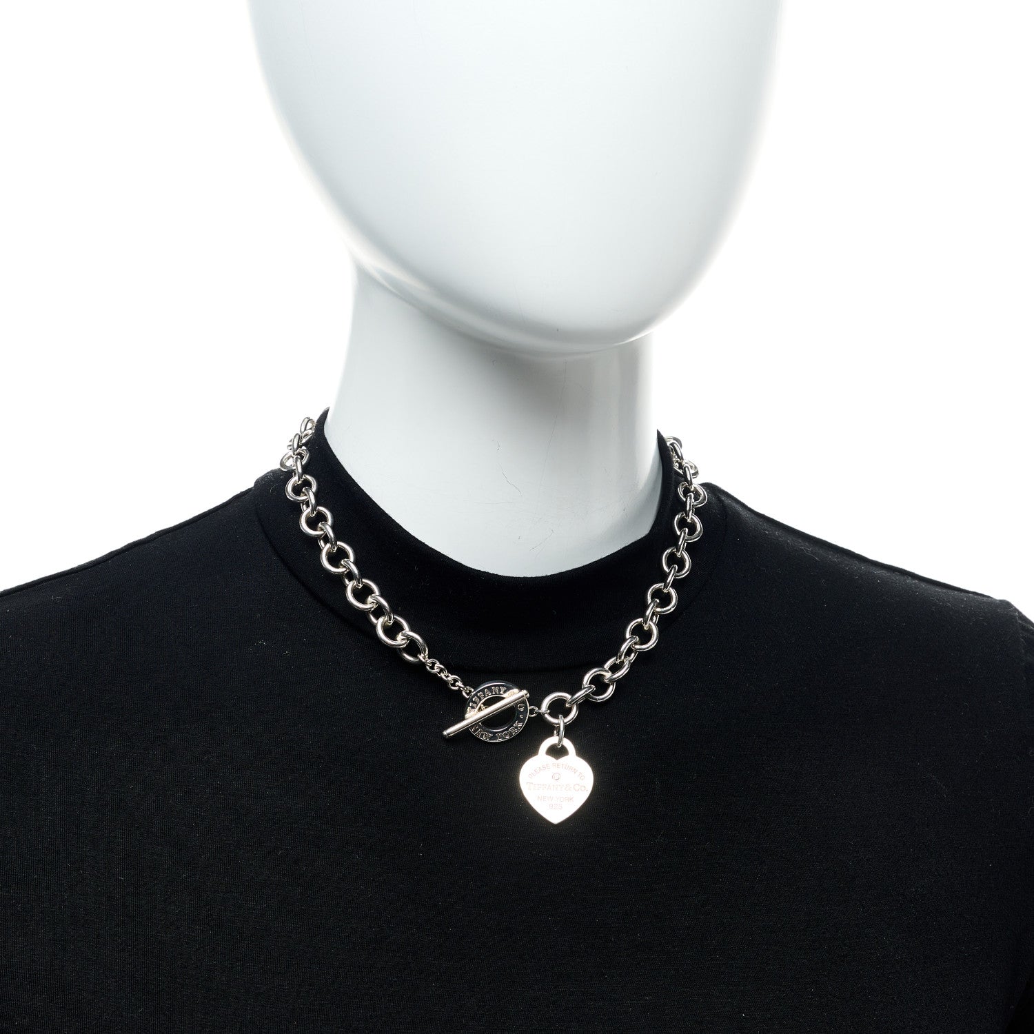 Tiffany Sterling Silver Diamond Return to Tiffany Heart Tag Toggle Necklace 2 of 4