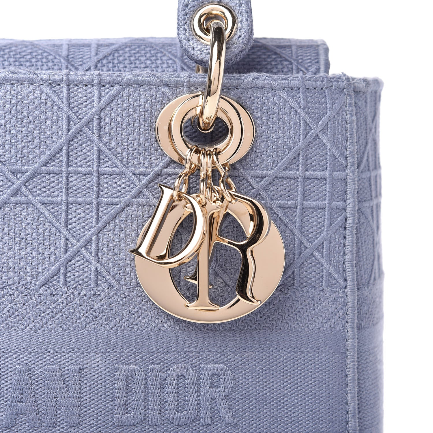 Christian Dior Canvas Embroidered Cannage Medium Lady D-Lite Blue 9 of 10