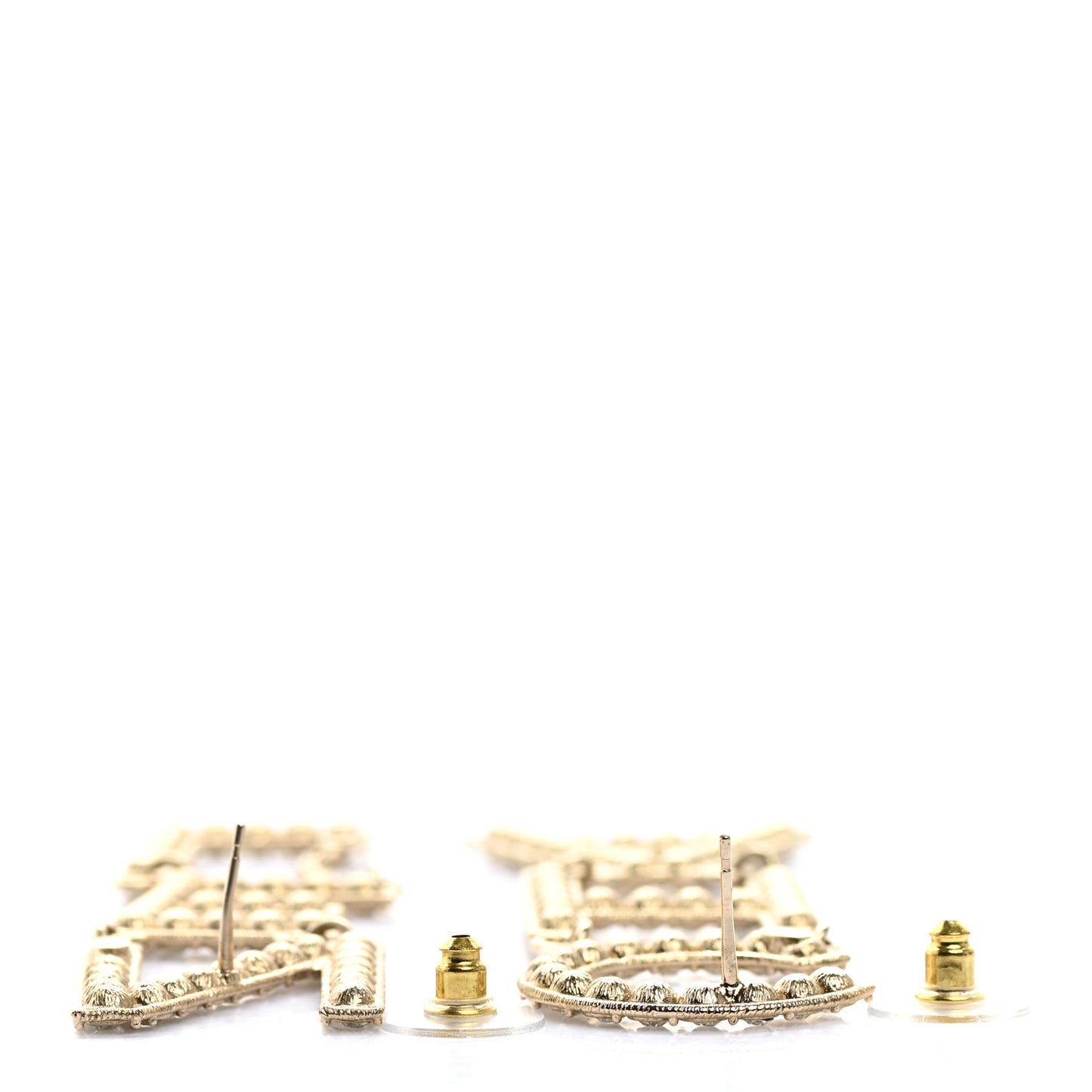Crystal Cha-Nel Logo Drop Earrings Gold