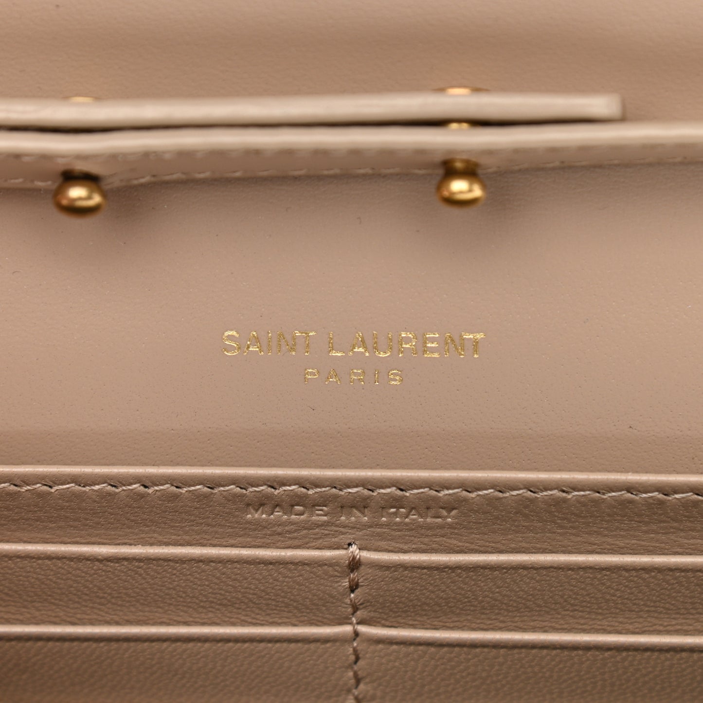 Glossy Calfskin Monogram Chain Wallet Dark Beige