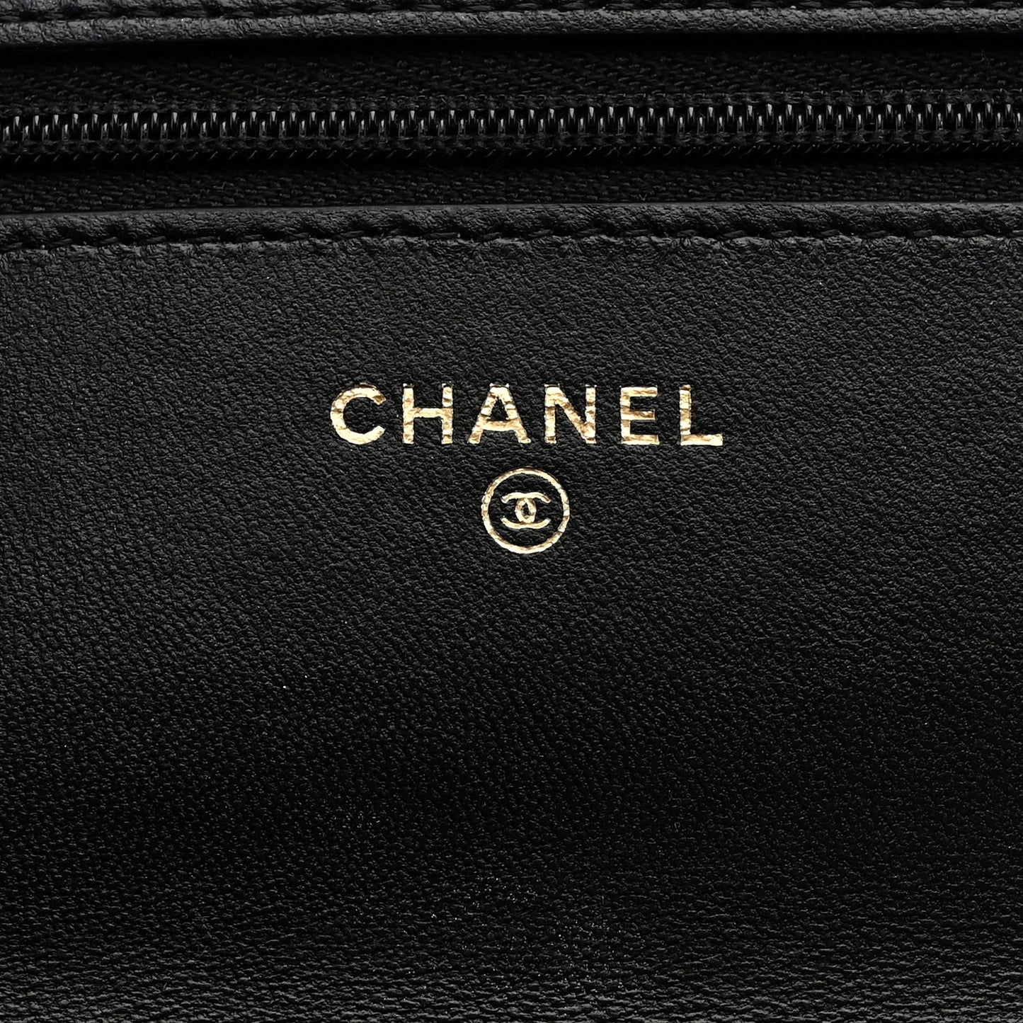 Lambskin Quilted Crystal CC Wallet On Chain WOC Black