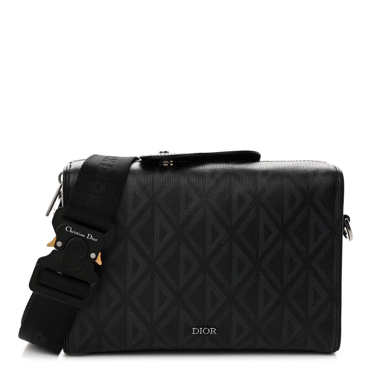 Christian Dior Coated Canvas CD Diamond Lingot 22 Bag Black