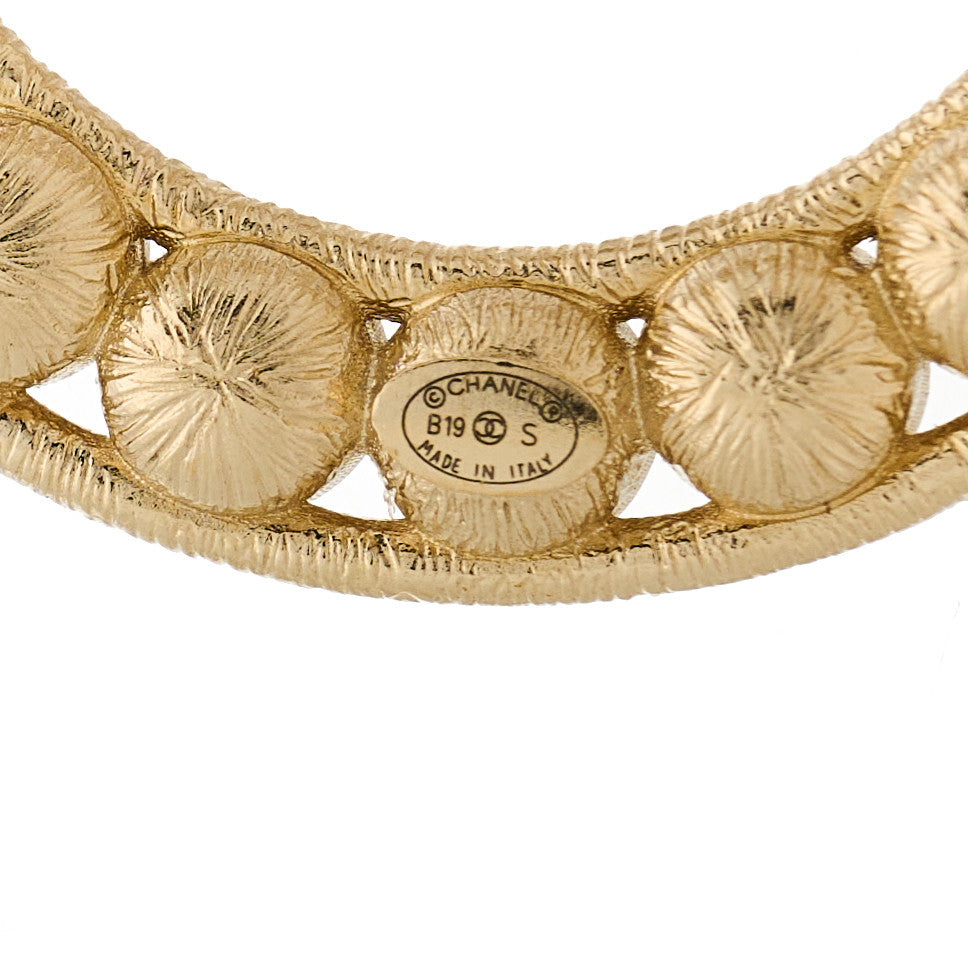 Crystal Cha-Nel Logo Brooch Set Gold