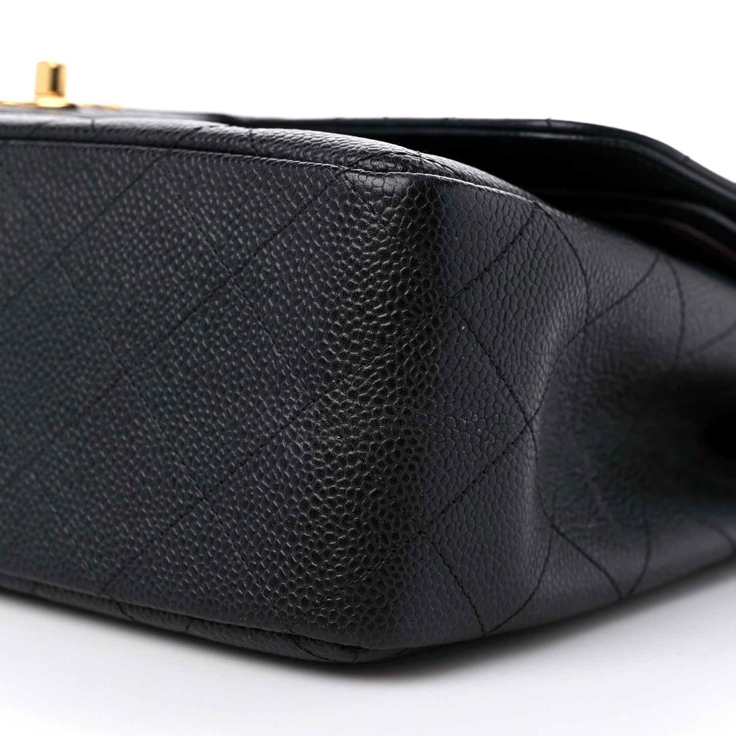 Caviar Quilted Jumbo Double Flap Black