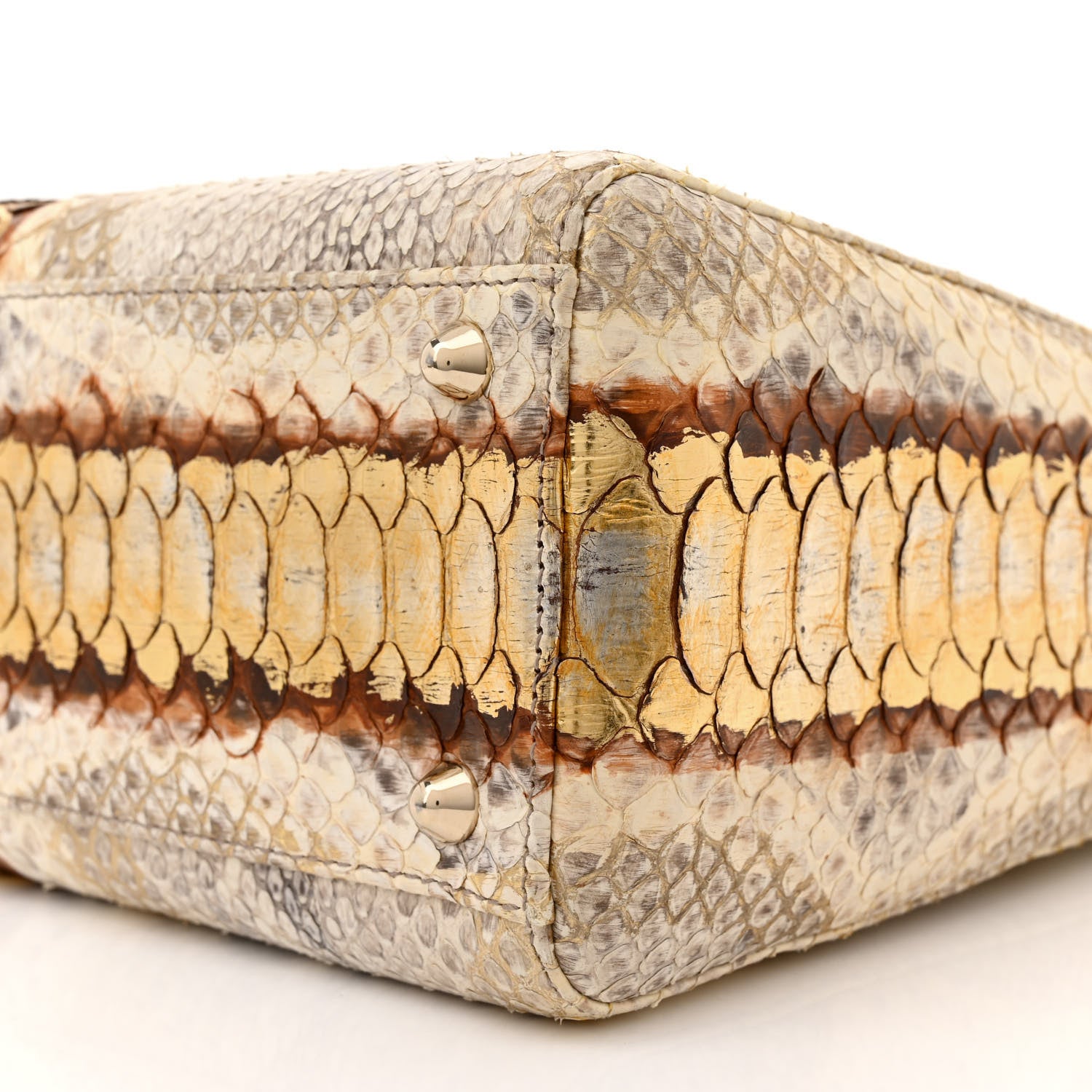 Christian Dior Metallic Snakeskin Large Lady Dior Beige Gold 10 of 12