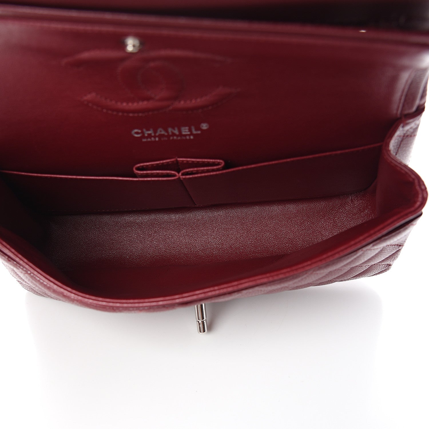 Chanel Caviar Quilted Medium Double Flap Dark Red 4 of 13