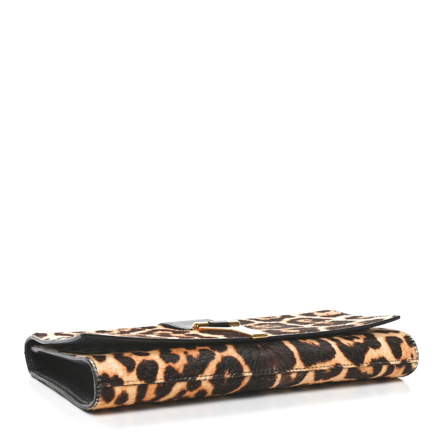 Pony Hair Leopard Print Y Ligne Clutch