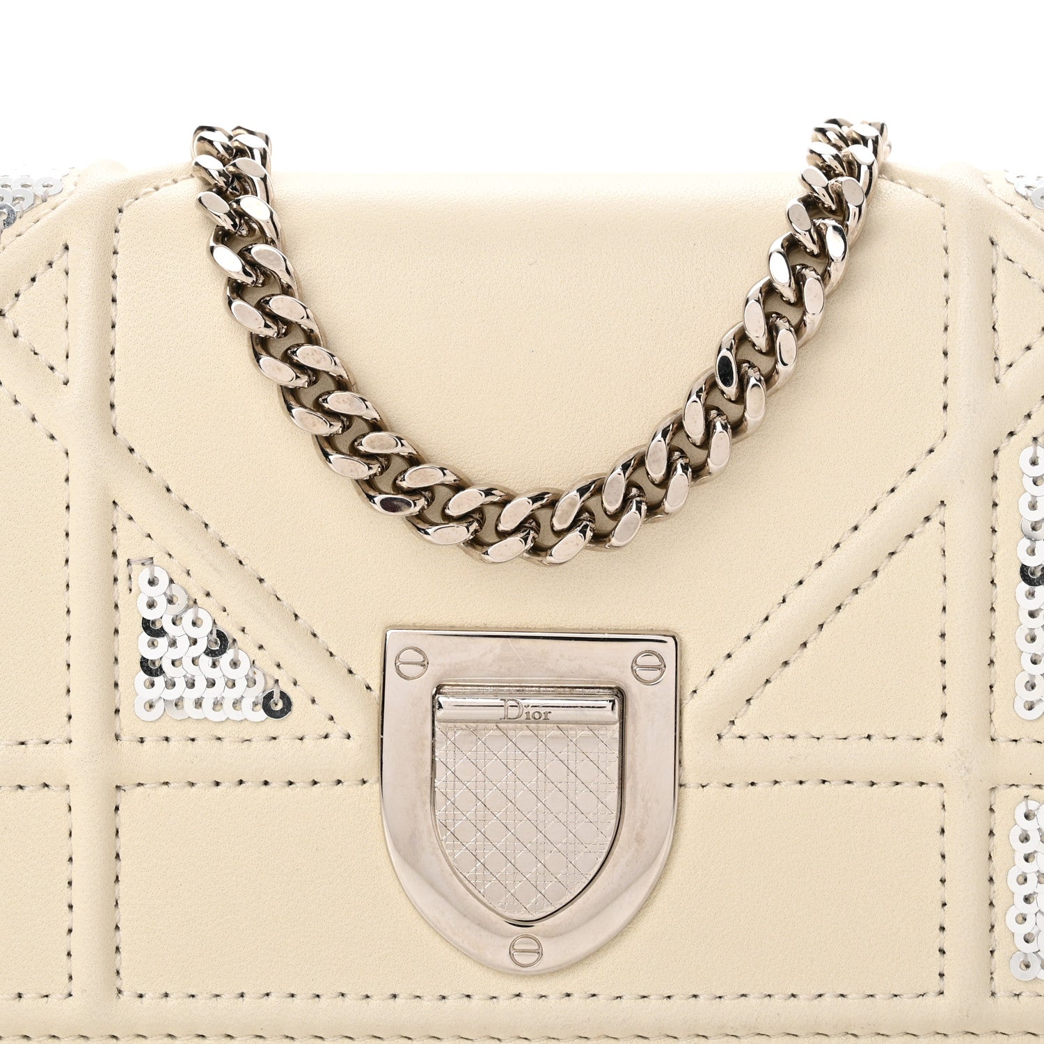 Christian Dior Lambskin Sequin Micro Diorama Flap Bag White 7 of 9